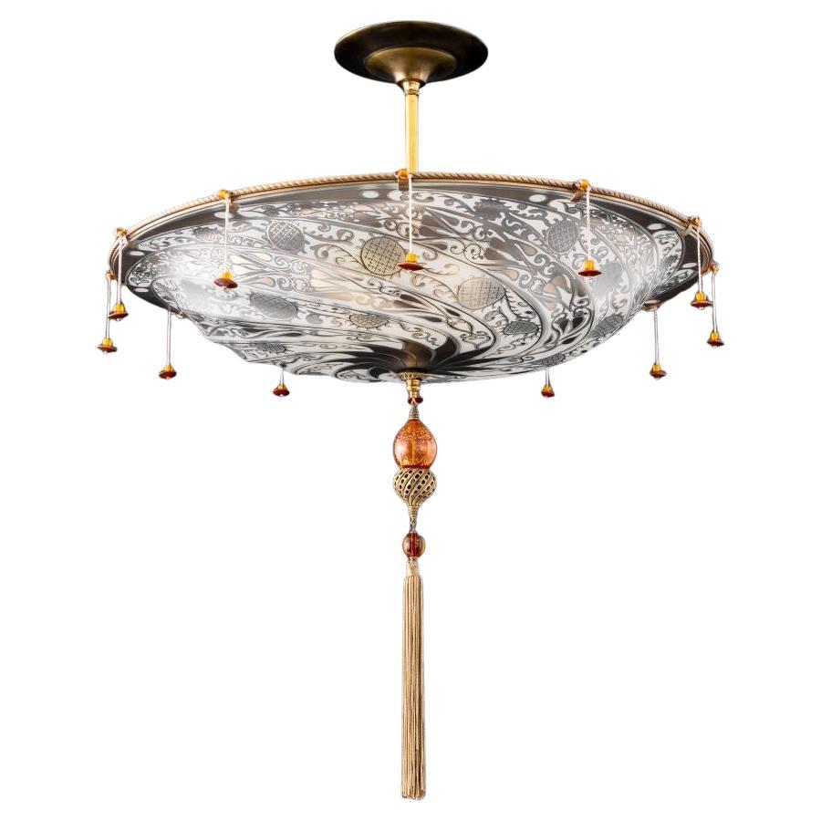 Fortuny Style Murano Glass Pendant Lamp