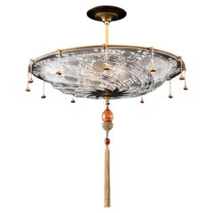 Lampe pendante en verre de Murano, style Fortuny