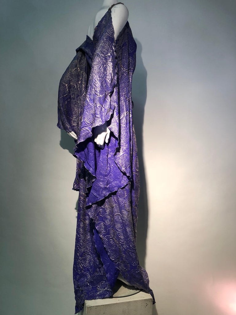 Fortuny Style Violet and Silver Lame Swirl Wrap Kaftan W/ Jeweled ...