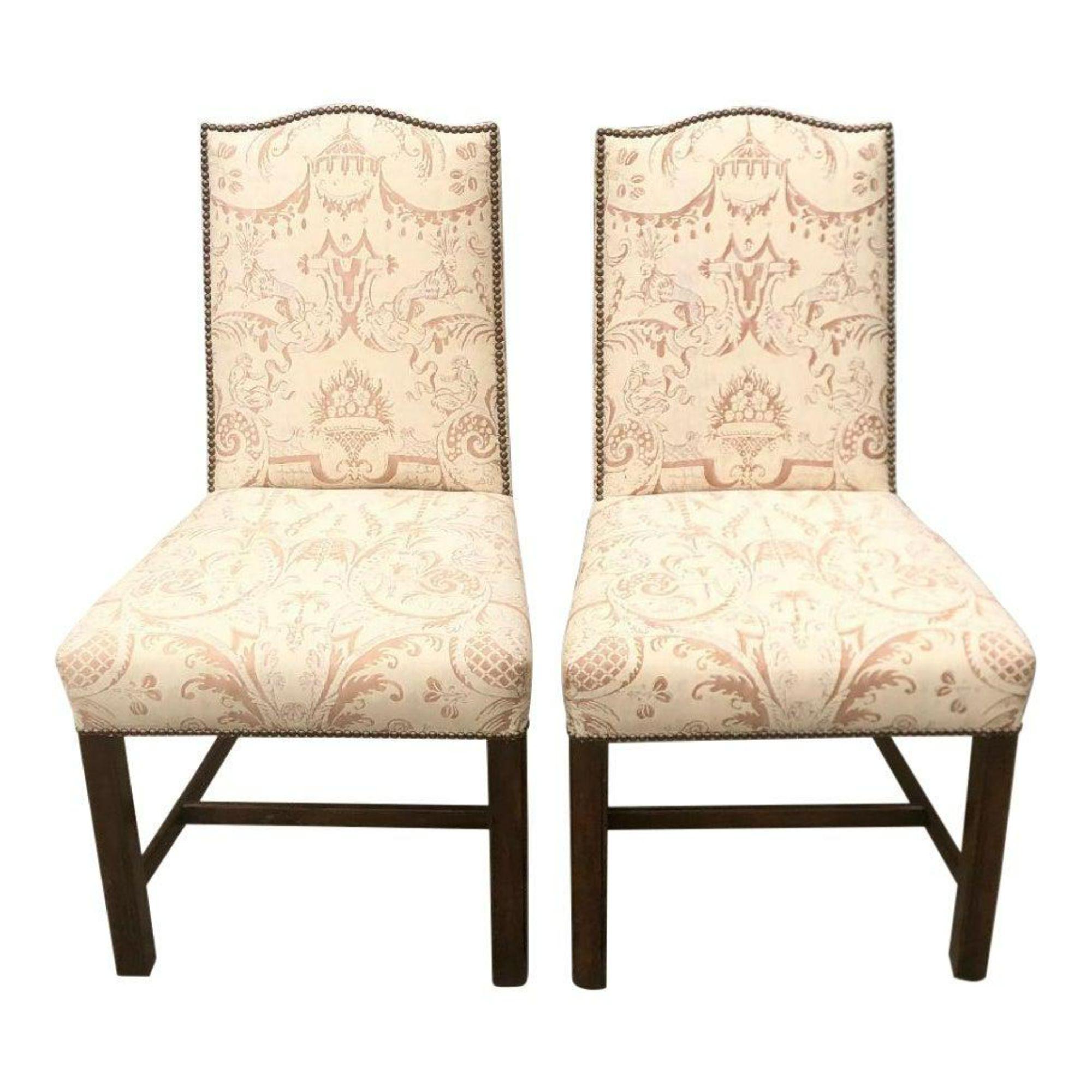 Italian Fortuny Upholstered Antique Chinese Chippendale Designer Chair For Sale