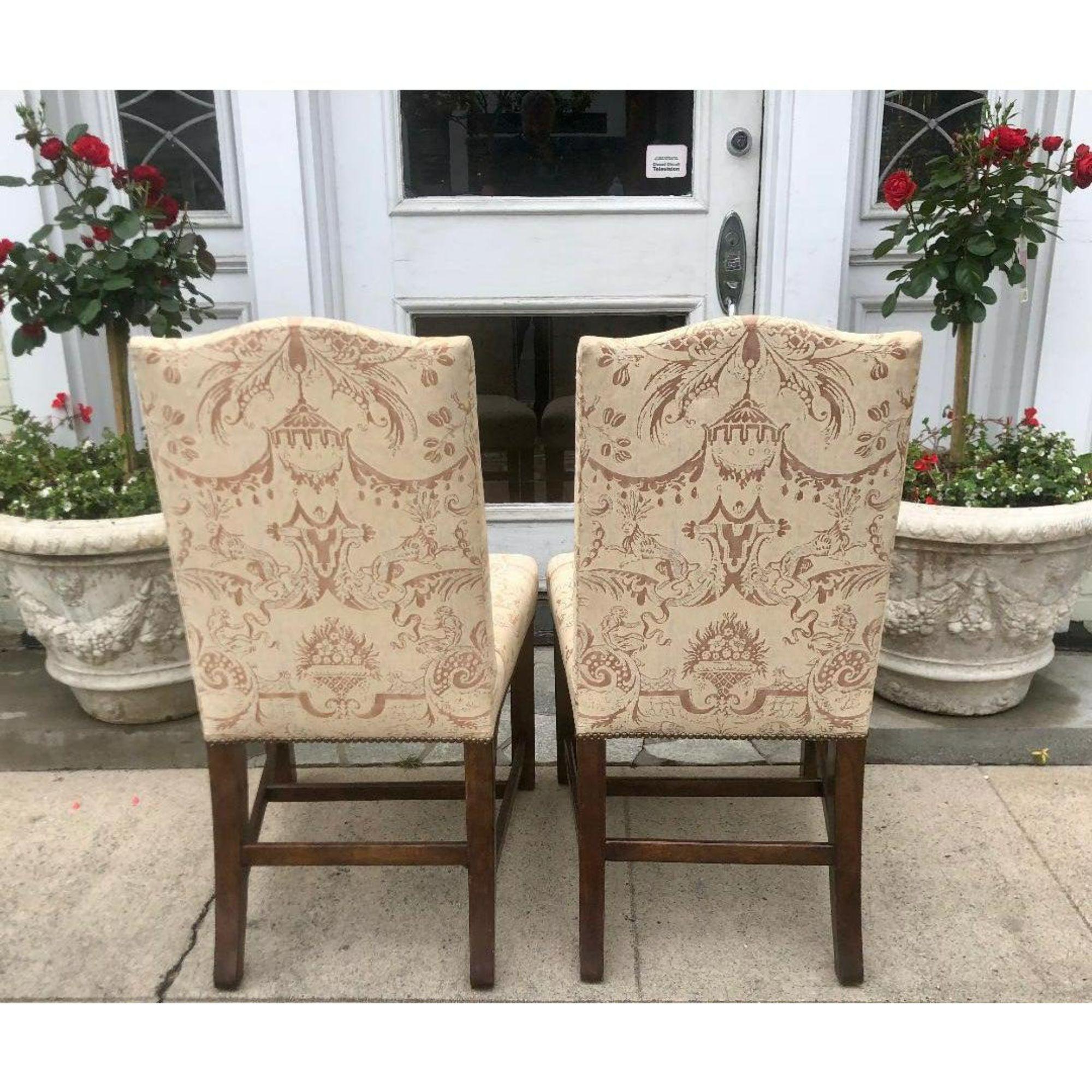 Mahogany Fortuny Upholstered Antique Chinese Chippendale Designer Chair For Sale