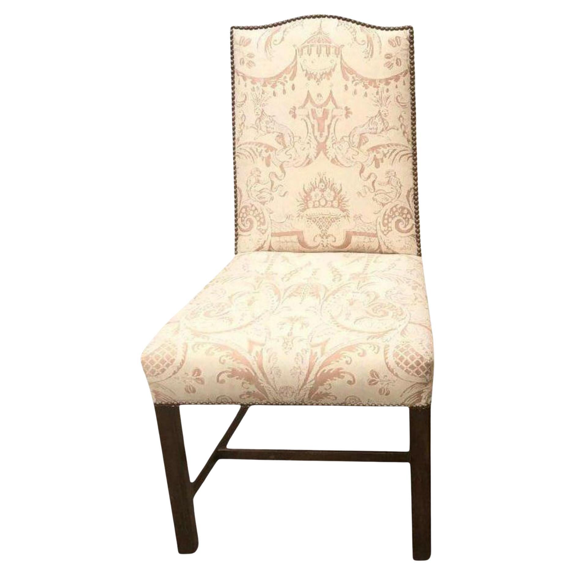 Fortuny Upholstered Antique Chinese Chippendale Designer Chair For Sale