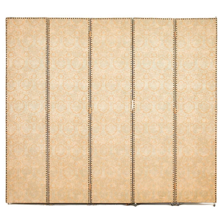 Fortuny Upholstered Five Panel Folding Screen Room Divider