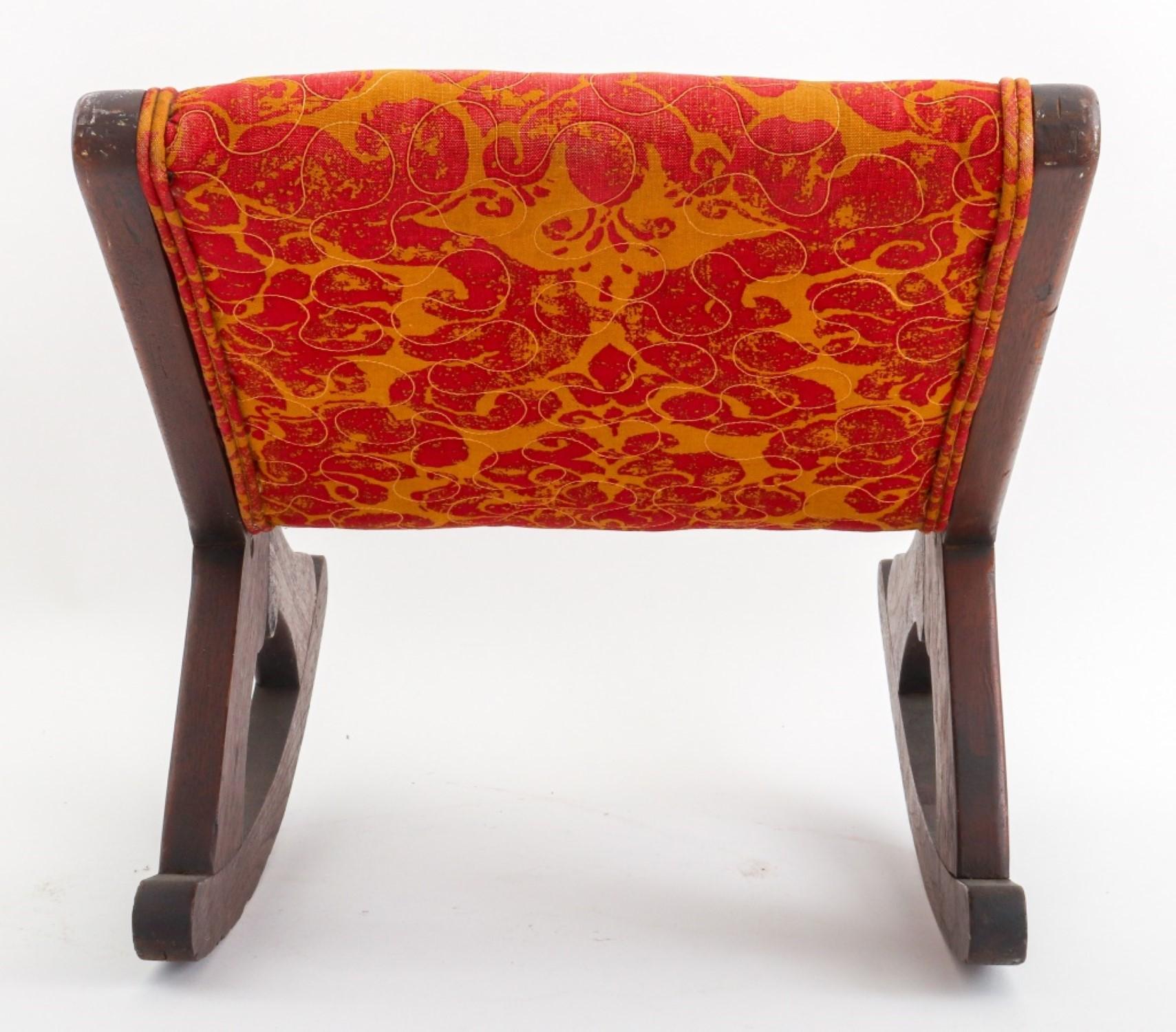 Italian Fortuny Upholstered Rocking Gout Stool For Sale