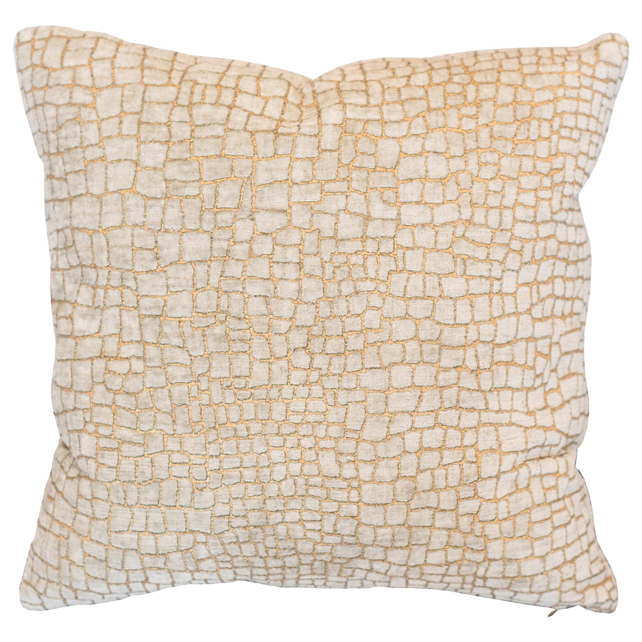 Fortuny / Venetia Stvdivm Pale Grey and Gold Crocodile Velvet Pillow