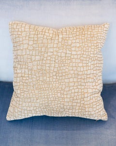 Fortuny / Venetia Stvdivm Pale Grey and Gold Crocodile Velvet Pillow