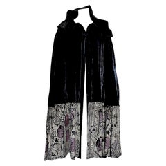 FORTUNY Venice Antique Hand-painted Silk-Screened Velvet Deco' Cape.