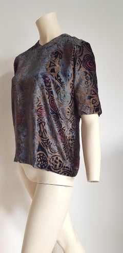 FORTUNY Venice Fabric "New" Couture Silk-Screened Hand Painted Velvet Shirt