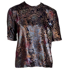 FORTUNY Venice Fabric "New" Couture Silk-Screened Hand Painted Velvet Shirt