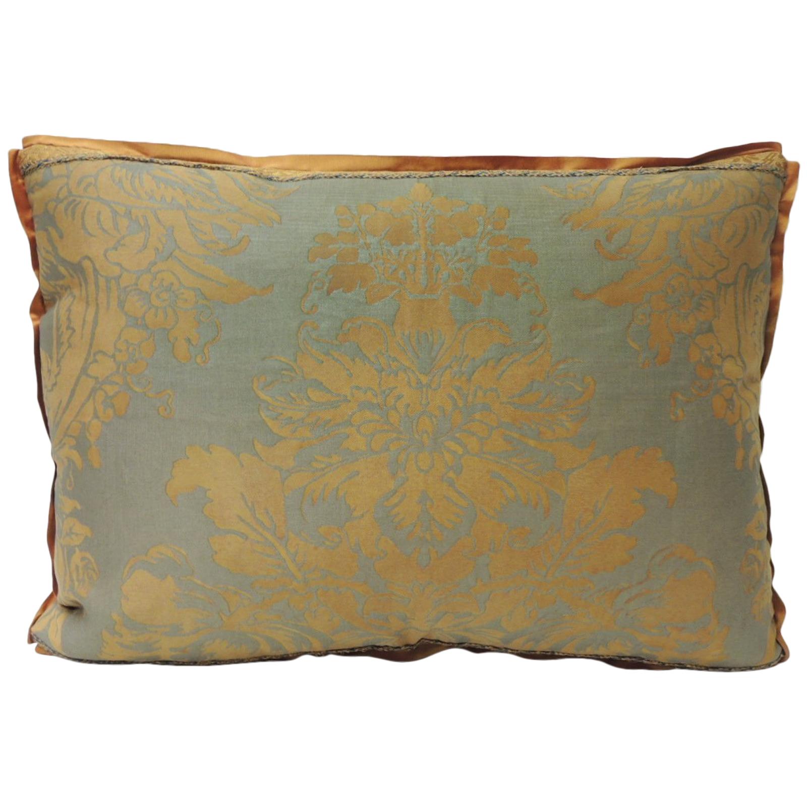 Fortuny Vintage Burn Orange and Silvery "Medici" Decorative Pillow