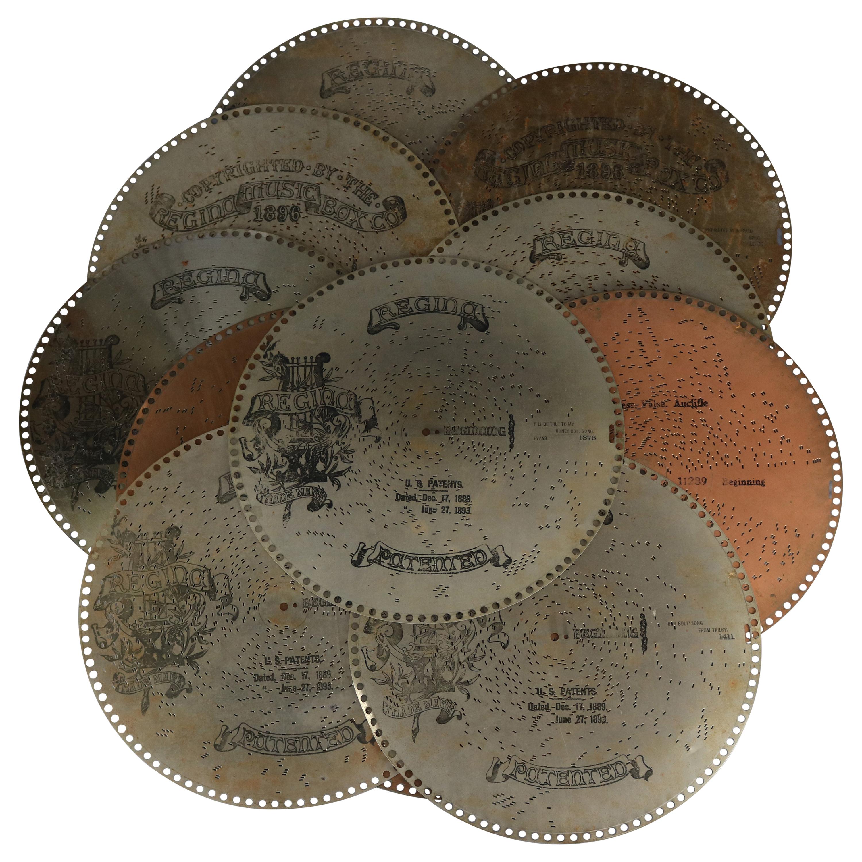 Forty Five Antique Regina Music Box Discs, circa 1890