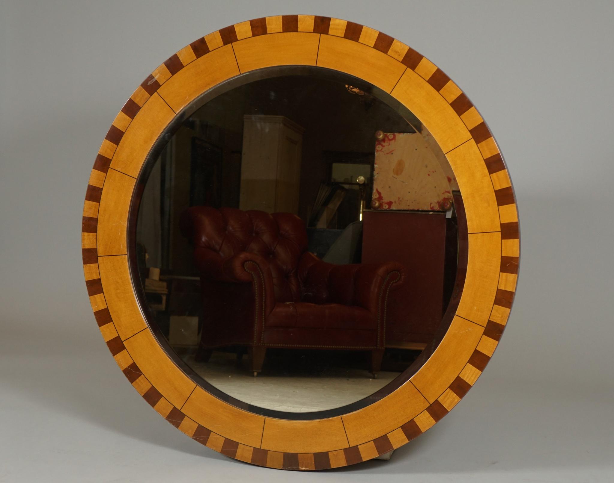 Mid-Century Modern Forty Two Inch Inlaid Circular Mirror