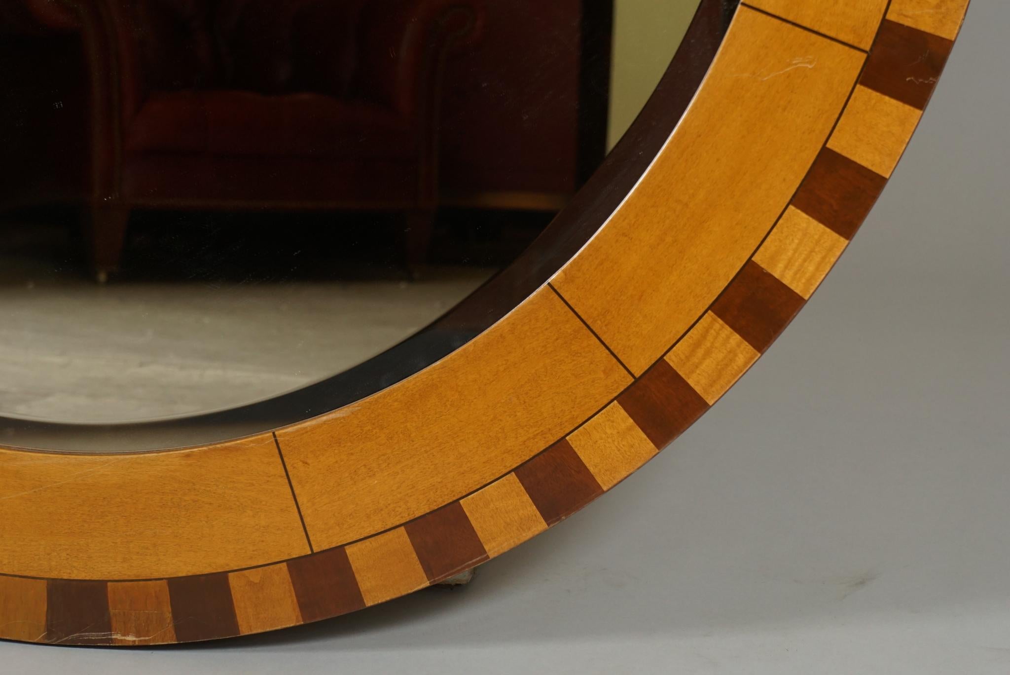Marquetry Forty Two Inch Inlaid Circular Mirror