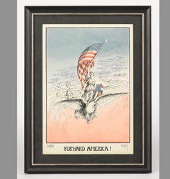 "Forward America!" Vintage WWI French Poster by Carroll Kelly, 1917
