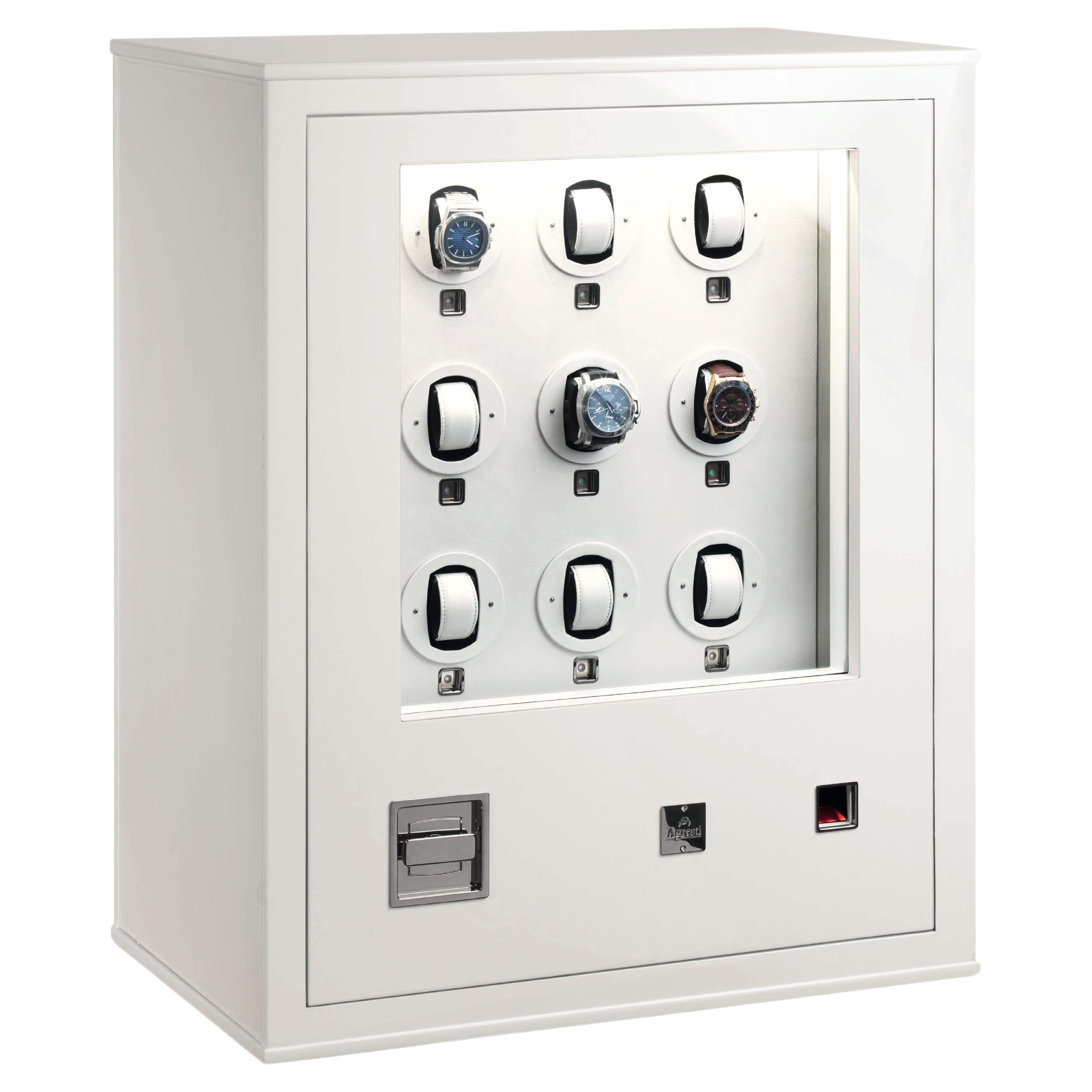 Forziere Ore Bianche White Chest with Nine Watch Winders by Agresti 