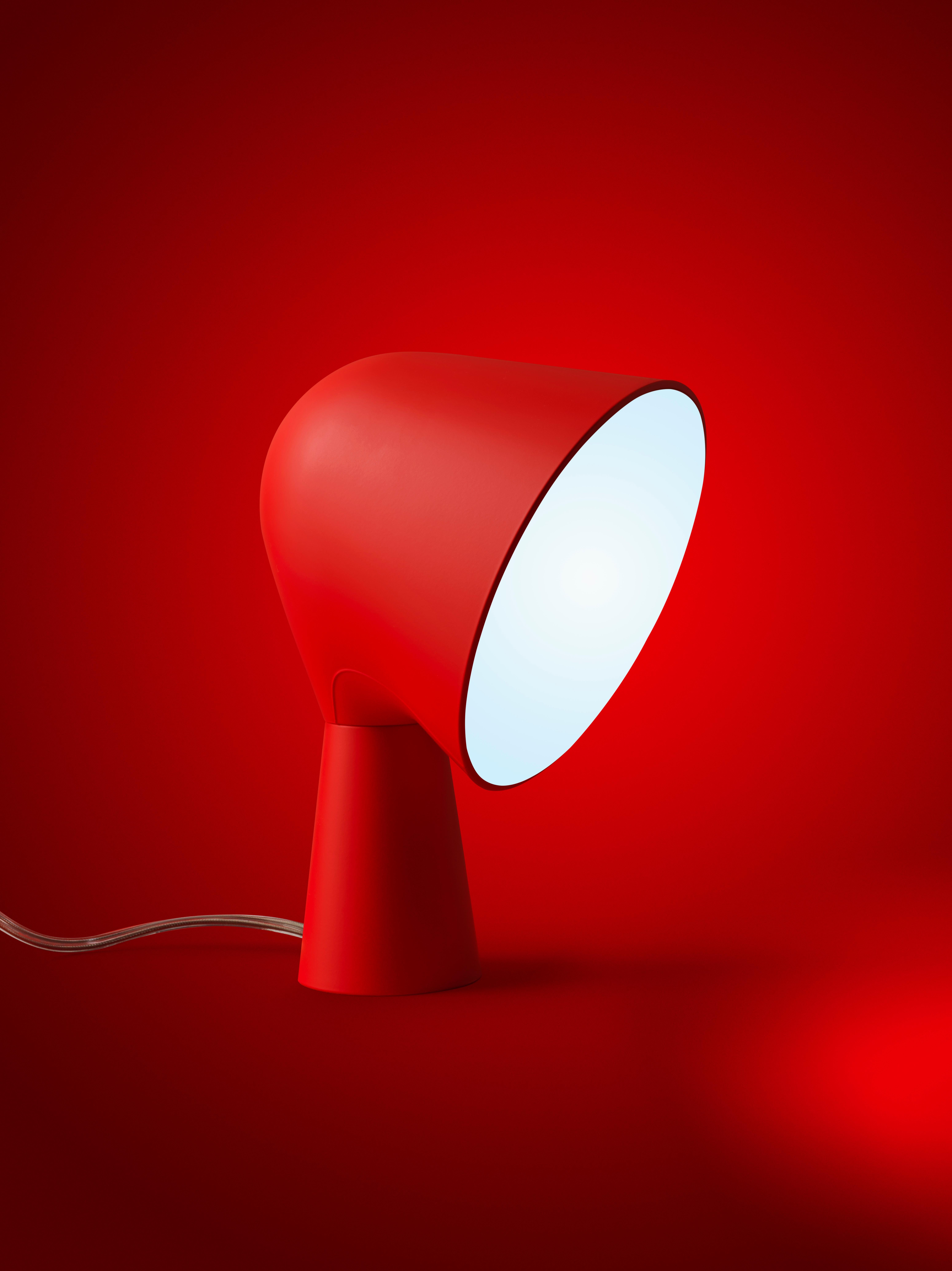 Resin Foscarini Binic Table Lamp in Red  by Lonna Vautrin For Sale