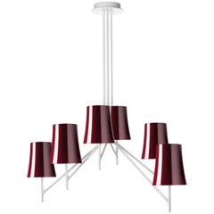 Foscarini Birdie 6 Chandelier in Amaranth by Ludovica and Roberto Palomba
