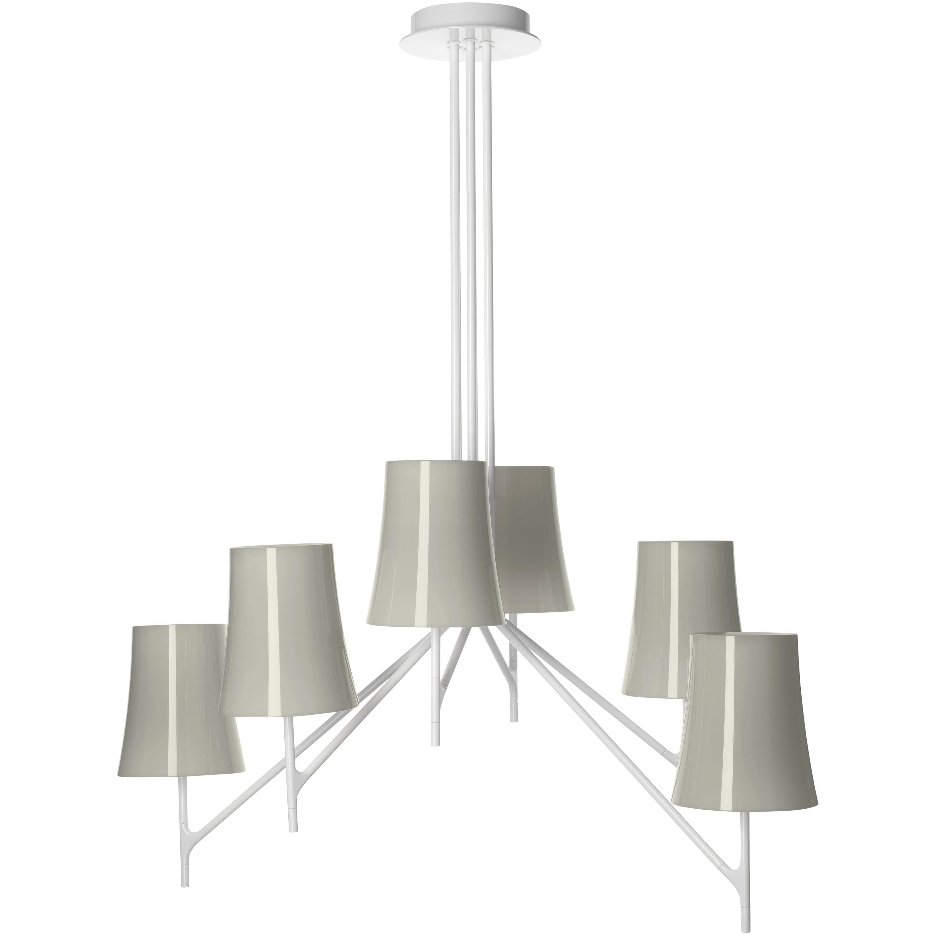 Foscarini Birdie 6 Chandelier in Grey by Ludovica and Roberto Palomba For Sale