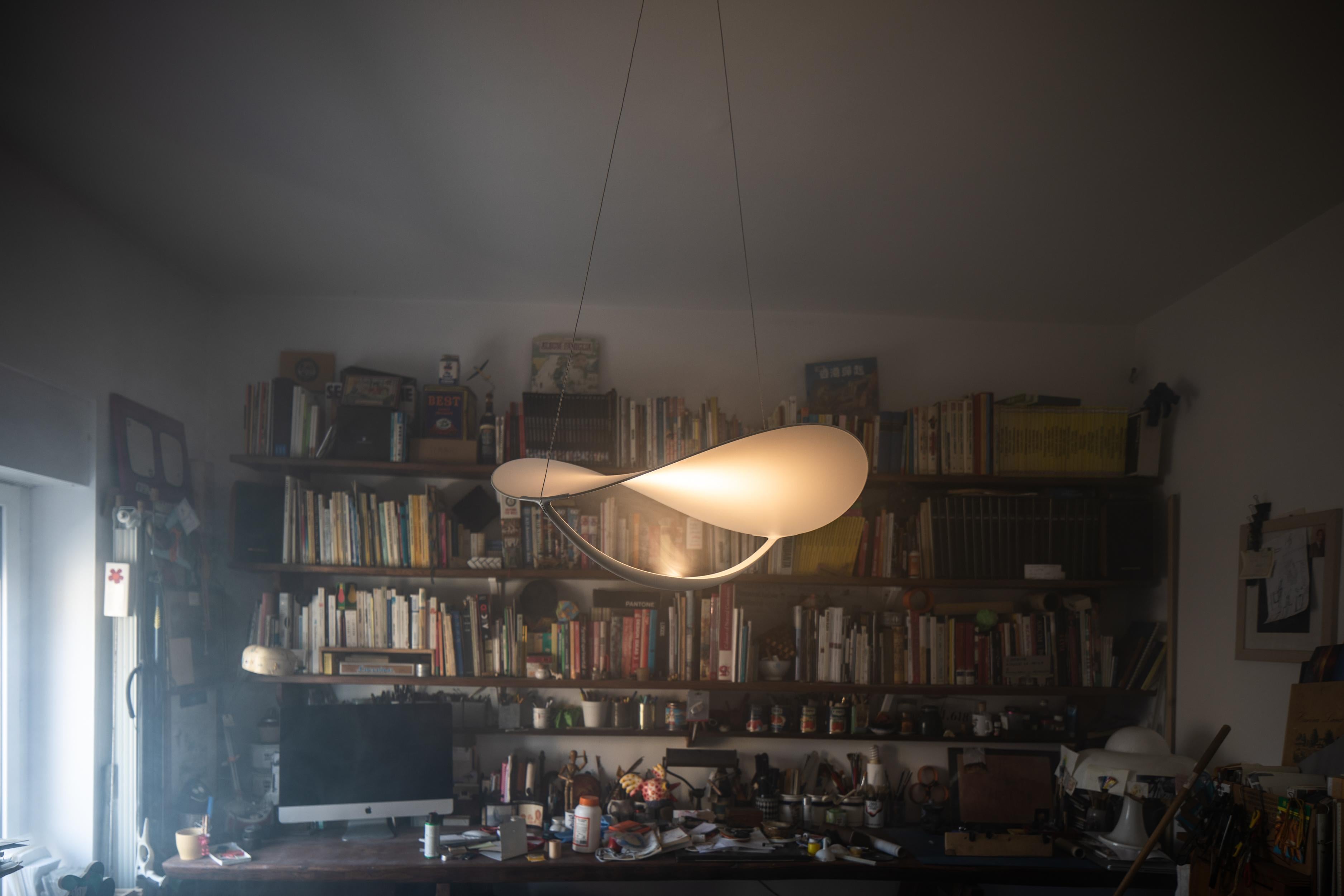 Modern Foscarini Plena Suspension Lamp in White by Eugenio Gargioni & Guillame Albouy For Sale