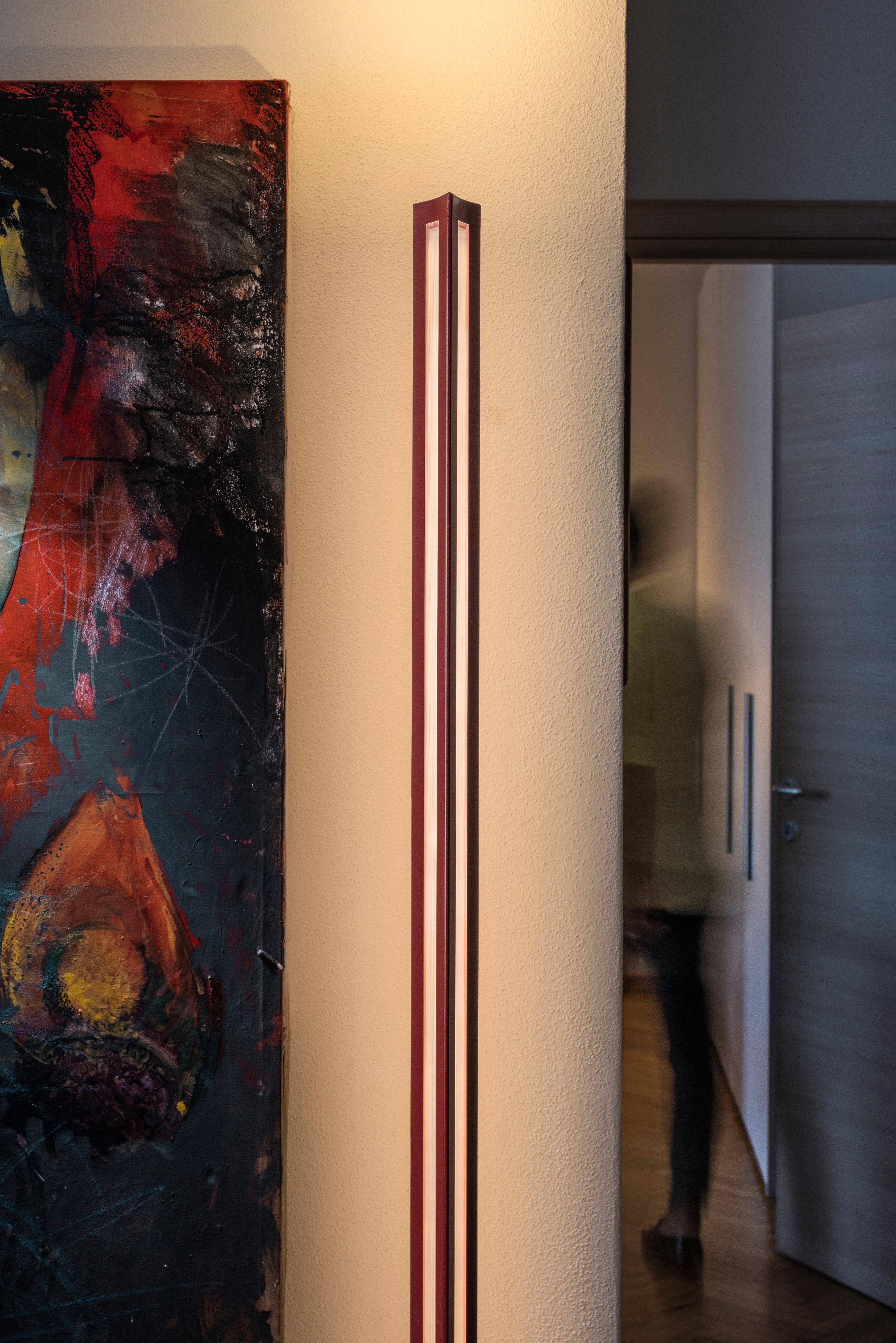 Contemporary Foscarini Chiaroscura Floor Lamp Dark Red by Alberto + Francesco Meda For Sale