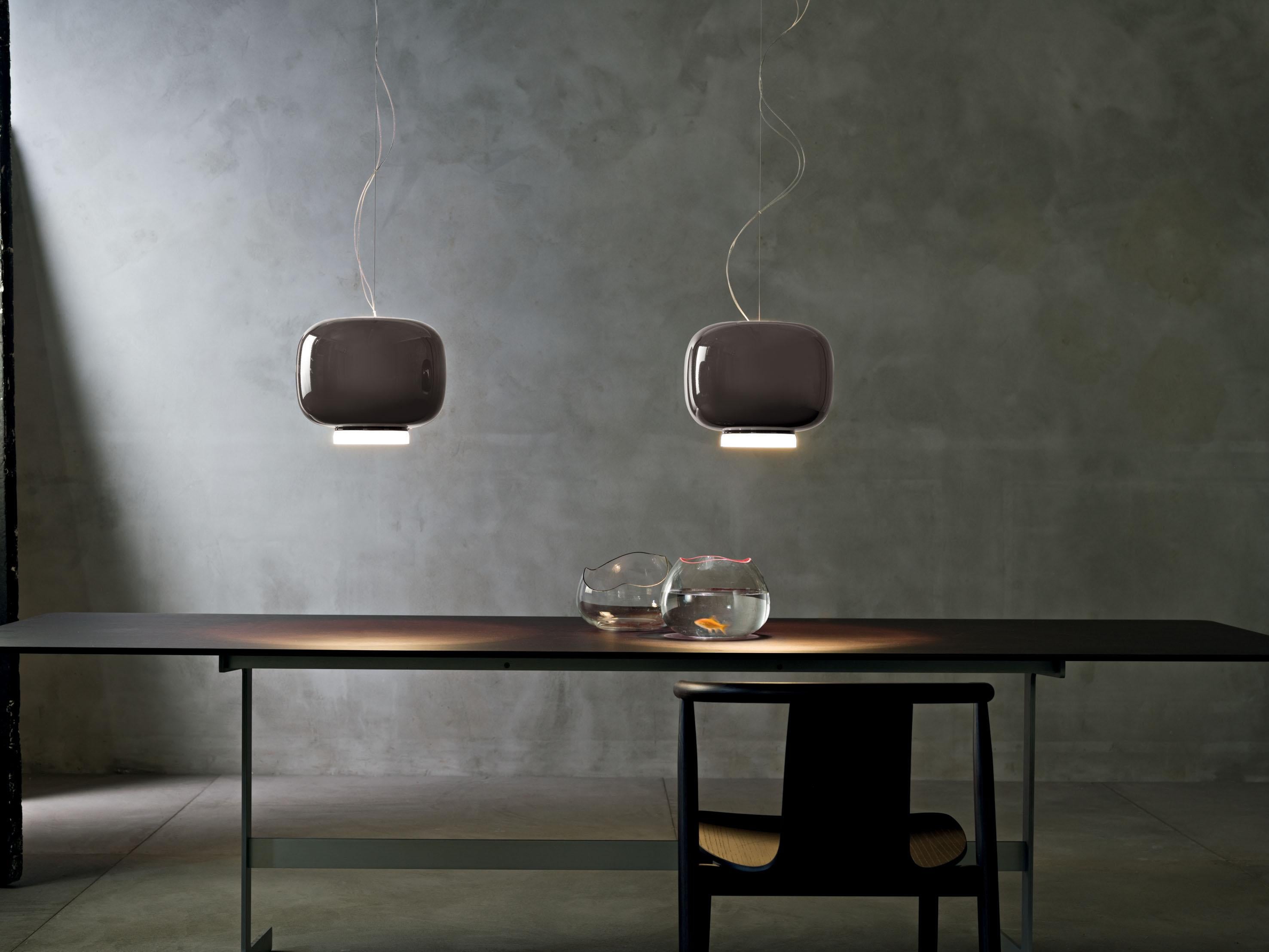 italien Lampe à suspension LED Foscarini Chouchin 3 en gris par Lonna Vautrin en vente