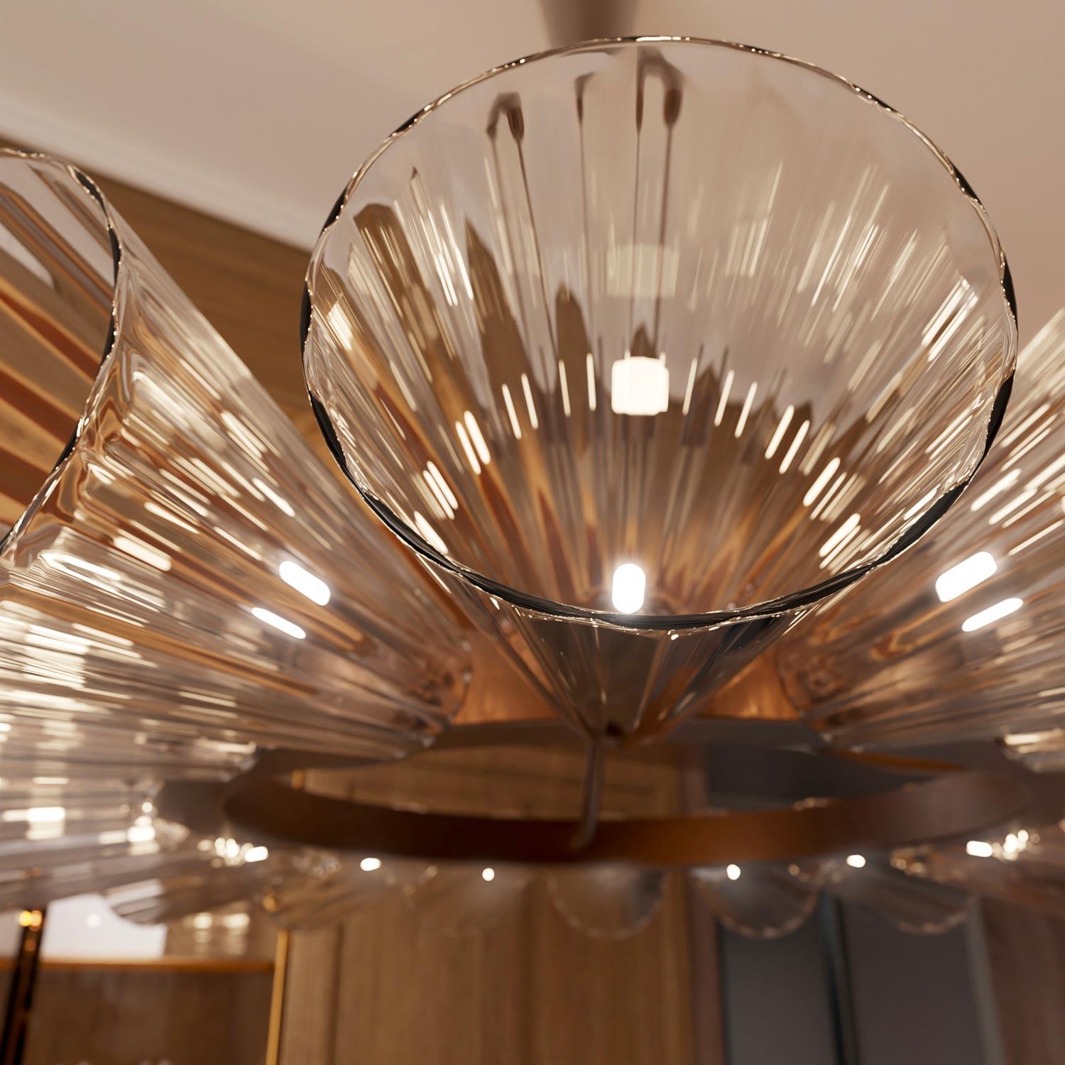 Italian FOSCARINI I Lampadario di Design a Raggiera – Vetro di Murano, 16/20 Luci For Sale