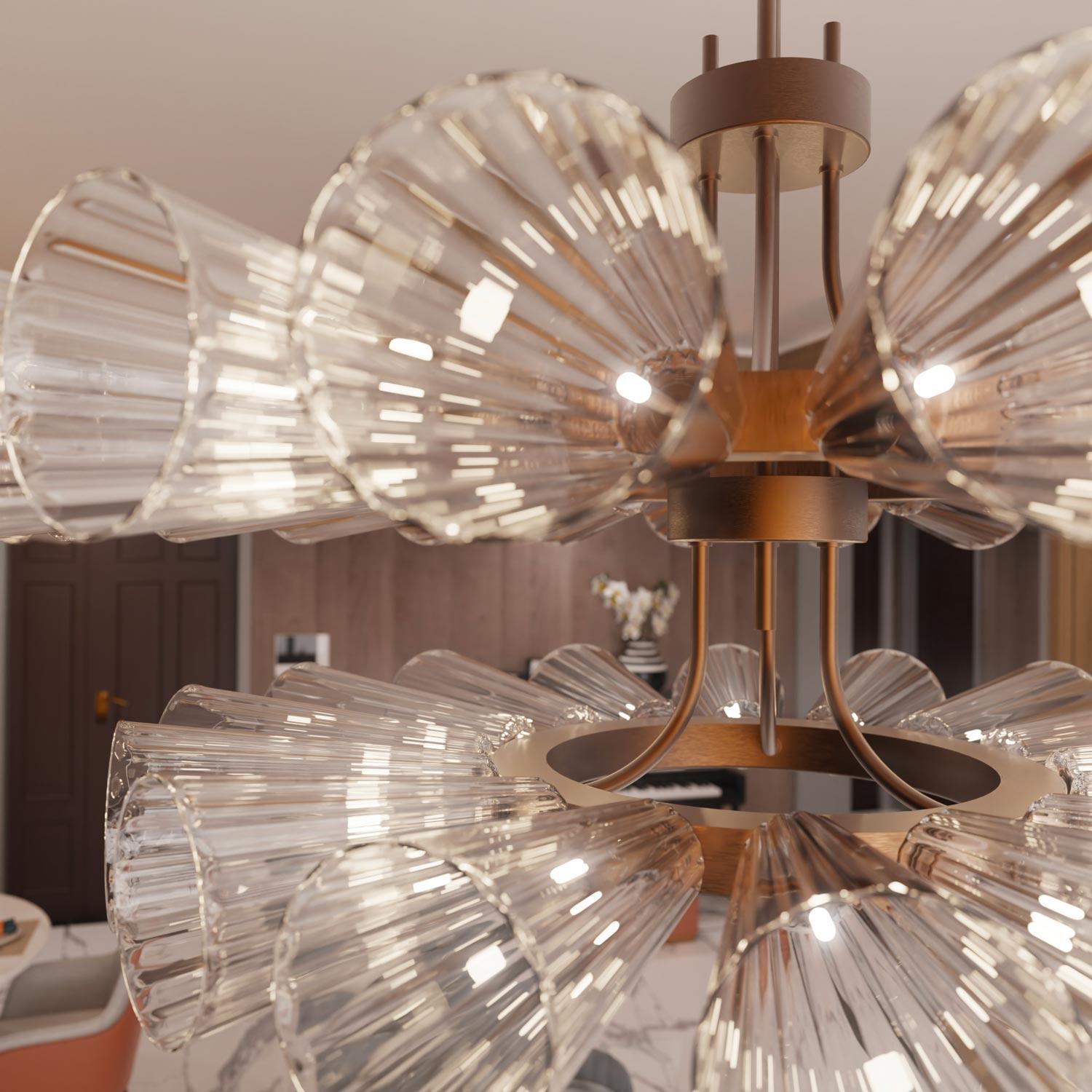 FOSCARINI II Araña moderna de 36 luces de cristal de Murano - Diseño innovador Italian en venta