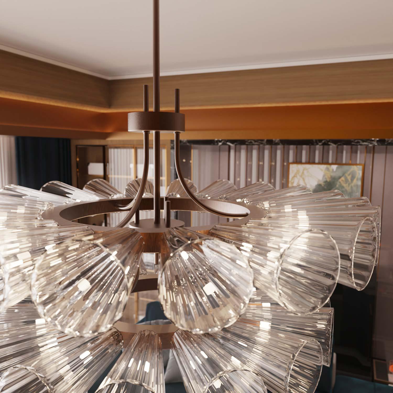 FOSCARINI II Araña moderna de 36 luces de cristal de Murano - Diseño innovador Metal en venta