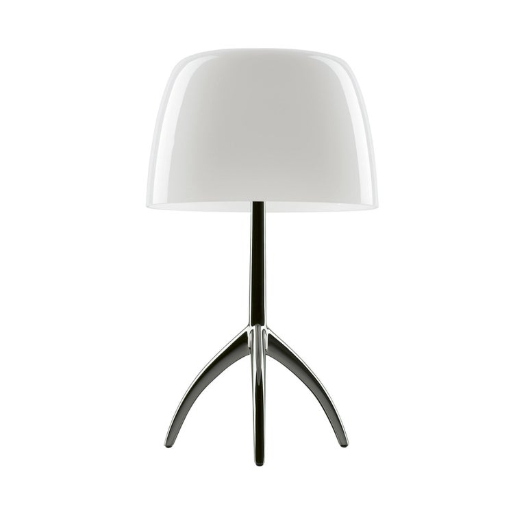 Foscarini Lumiere Large Table Lamp In White And Black Chrome By Rodolfo Dordoni