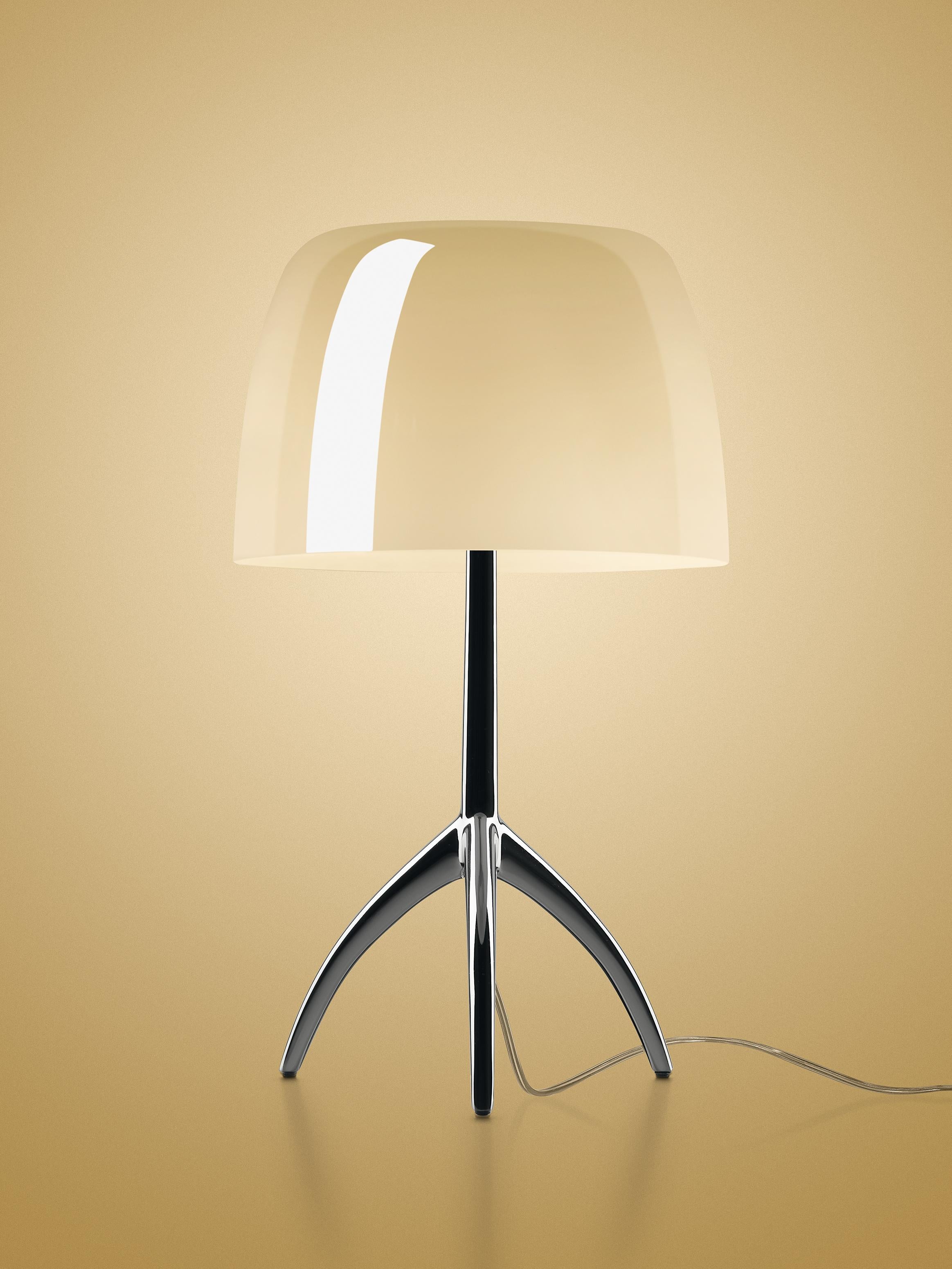 Modern Foscarini Lumiere Small Table Lamp in Warm White and Black Chrome For Sale