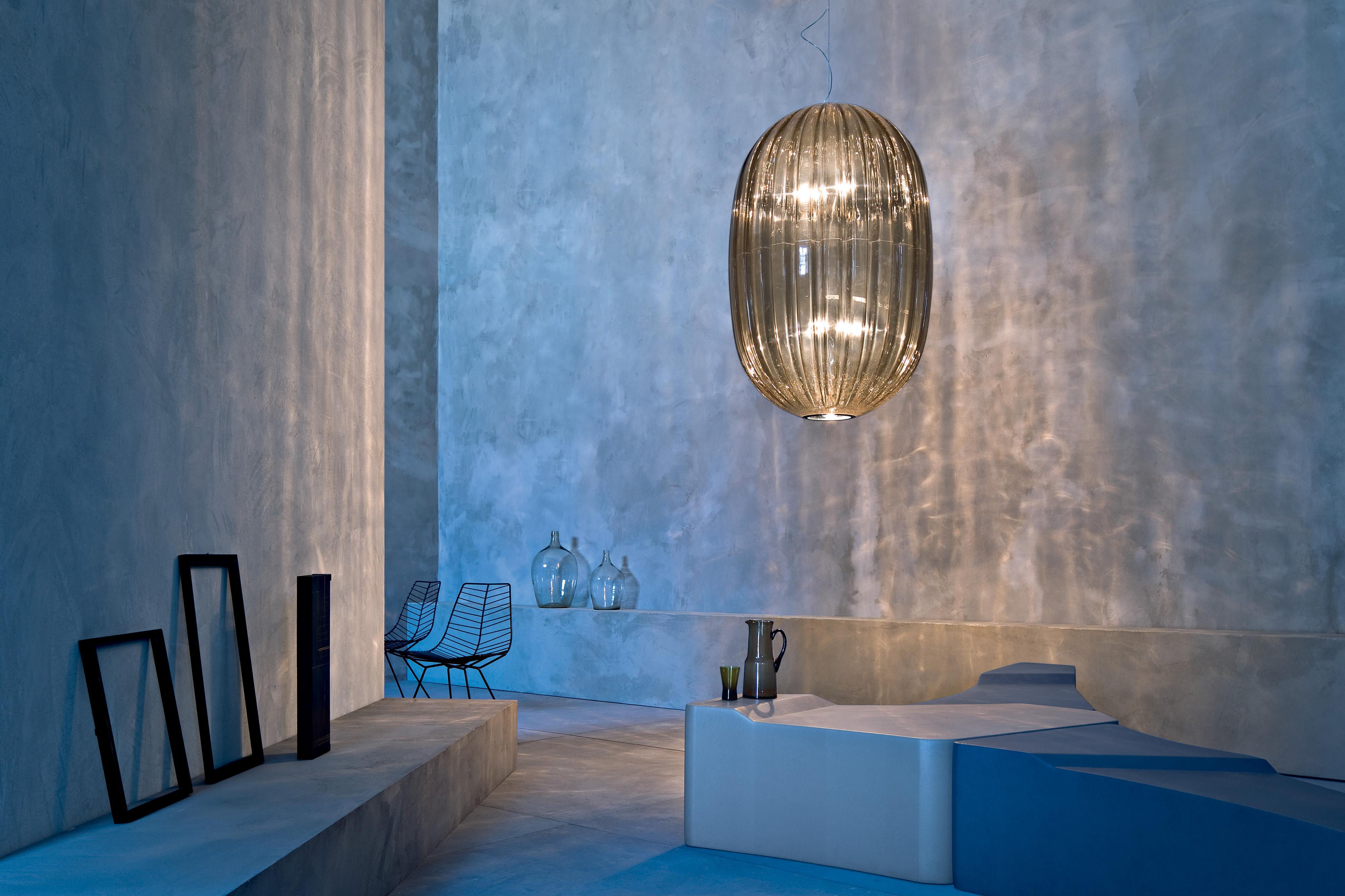 Modern Foscarini Plass Suspension Lamp in Grey by Luca Nichetto For Sale