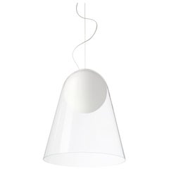 Lampe à suspension Foscarini Satellight blanche et transparente par Eugeni Quitllet