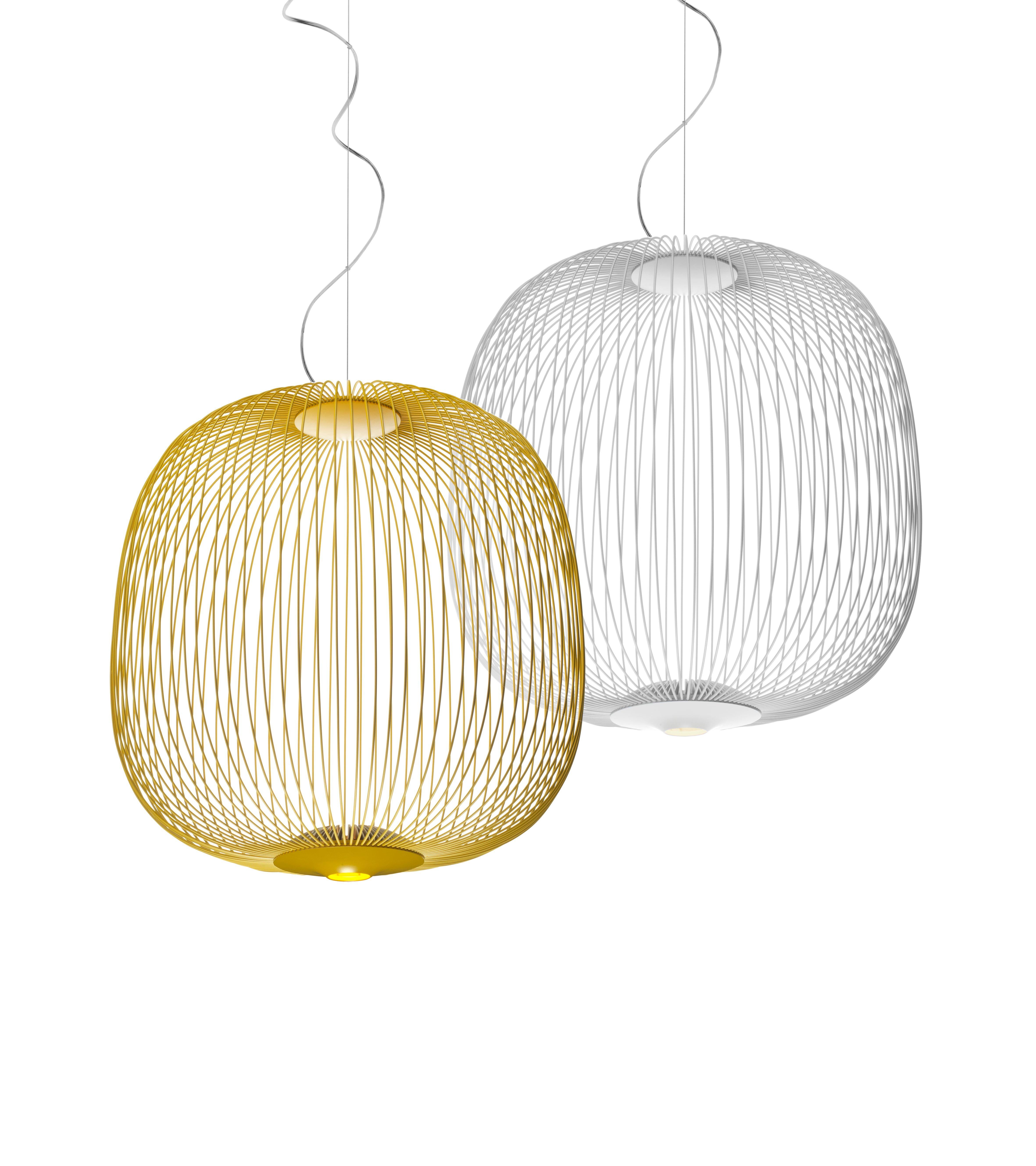 XXIe siècle et contemporain 2 grandes lampes à suspension Foscarini Spokes blanches de Garcia et Cumini en vente