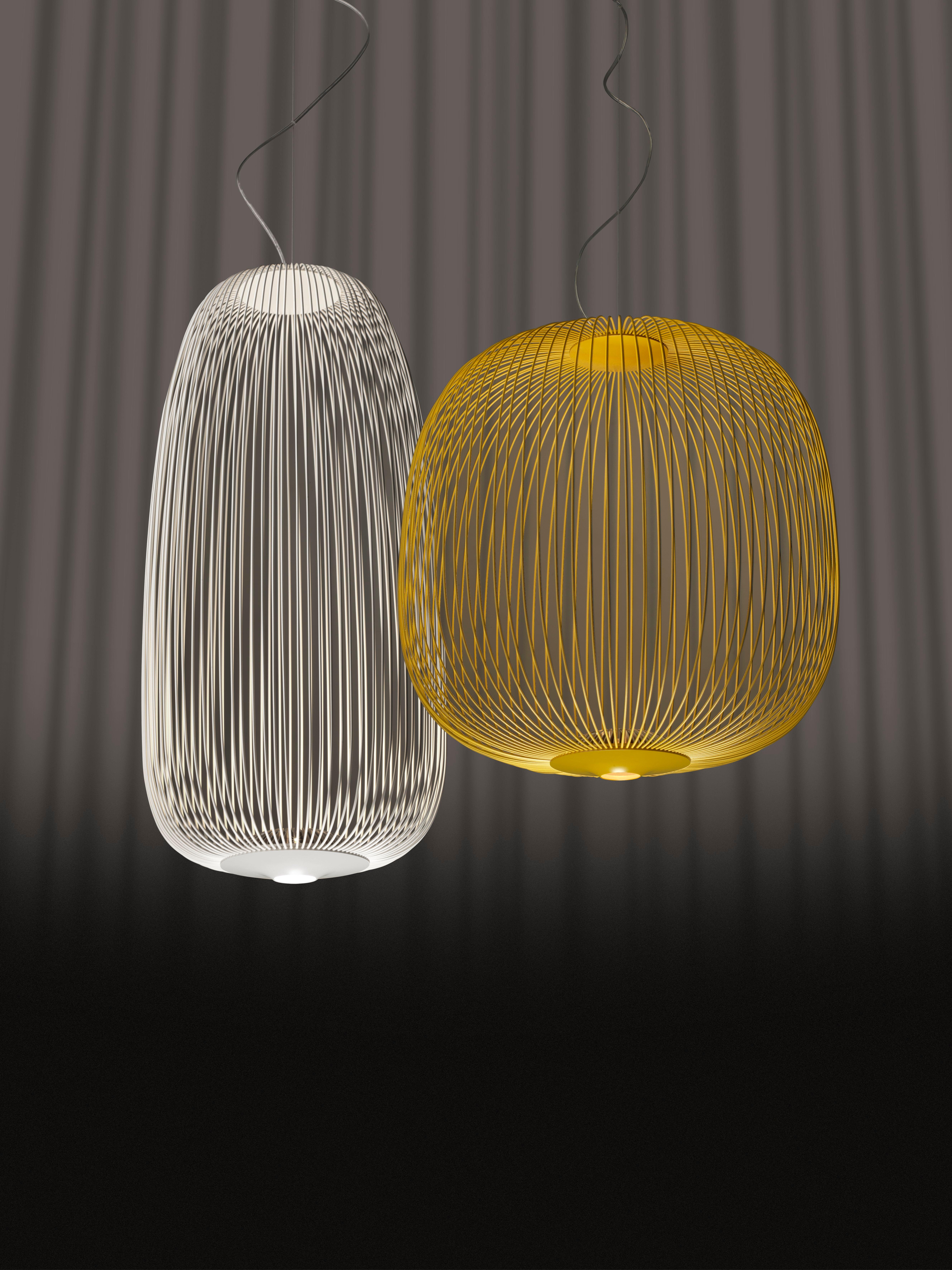 2 grandes lampes à suspension Foscarini Spokes en or par Garcia et Cumini en vente 1
