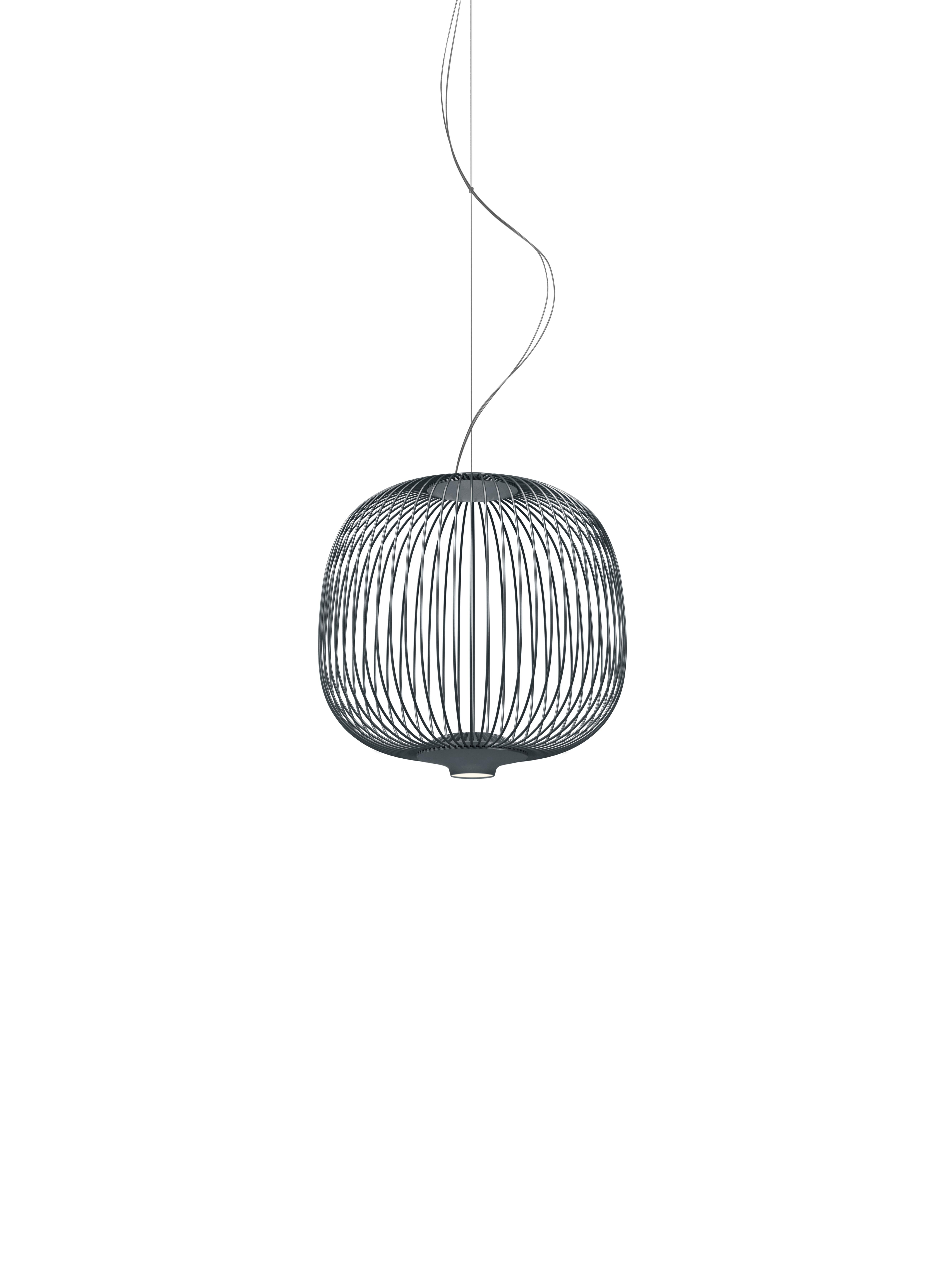 Foscarini Spokes 2 Piccola Suspension Lamp in Graphite by Garcia and Cumini In New Condition For Sale In Brooklyn, NY