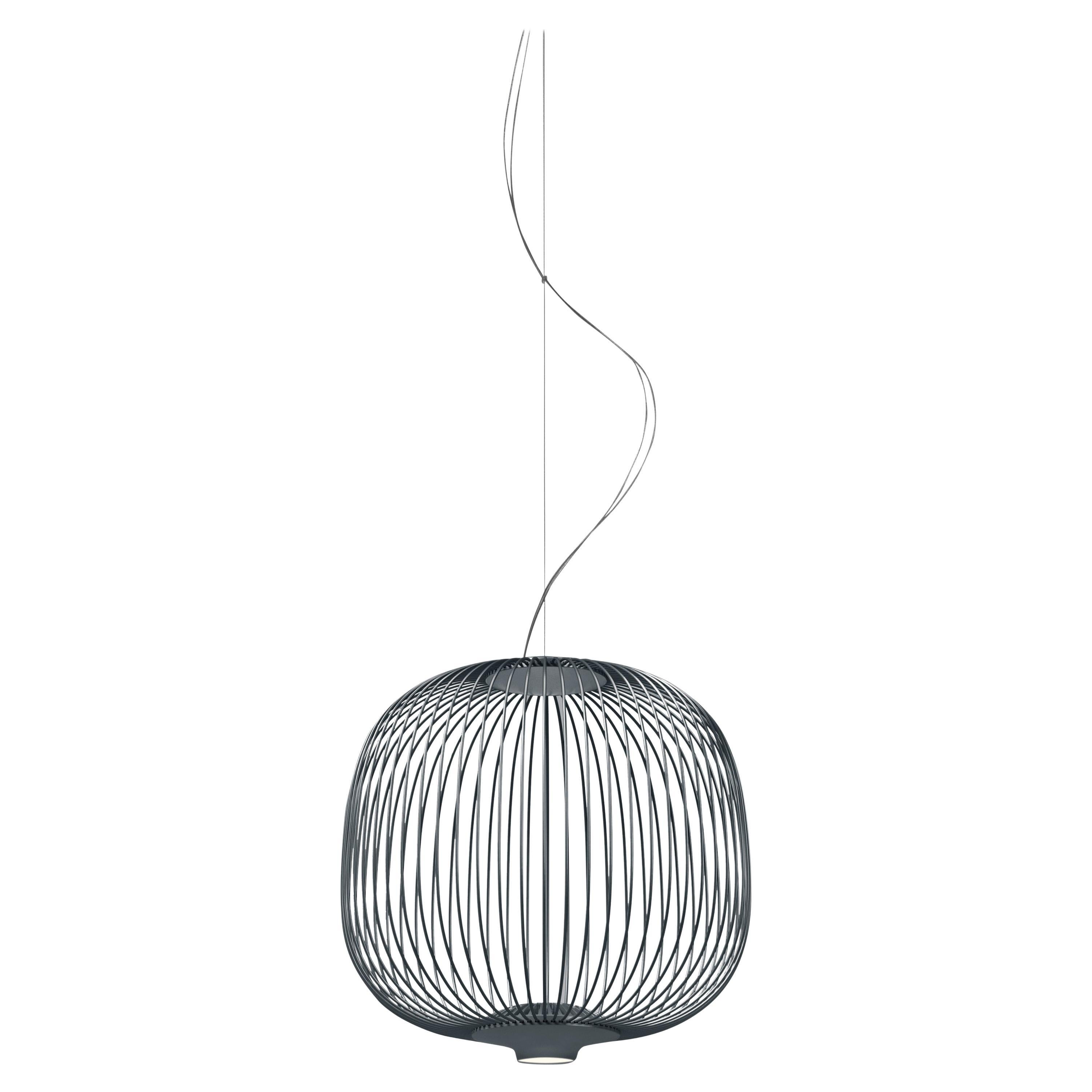 Foscarini Spokes 2 Piccola Suspension Lamp in Graphite by Garcia and Cumini