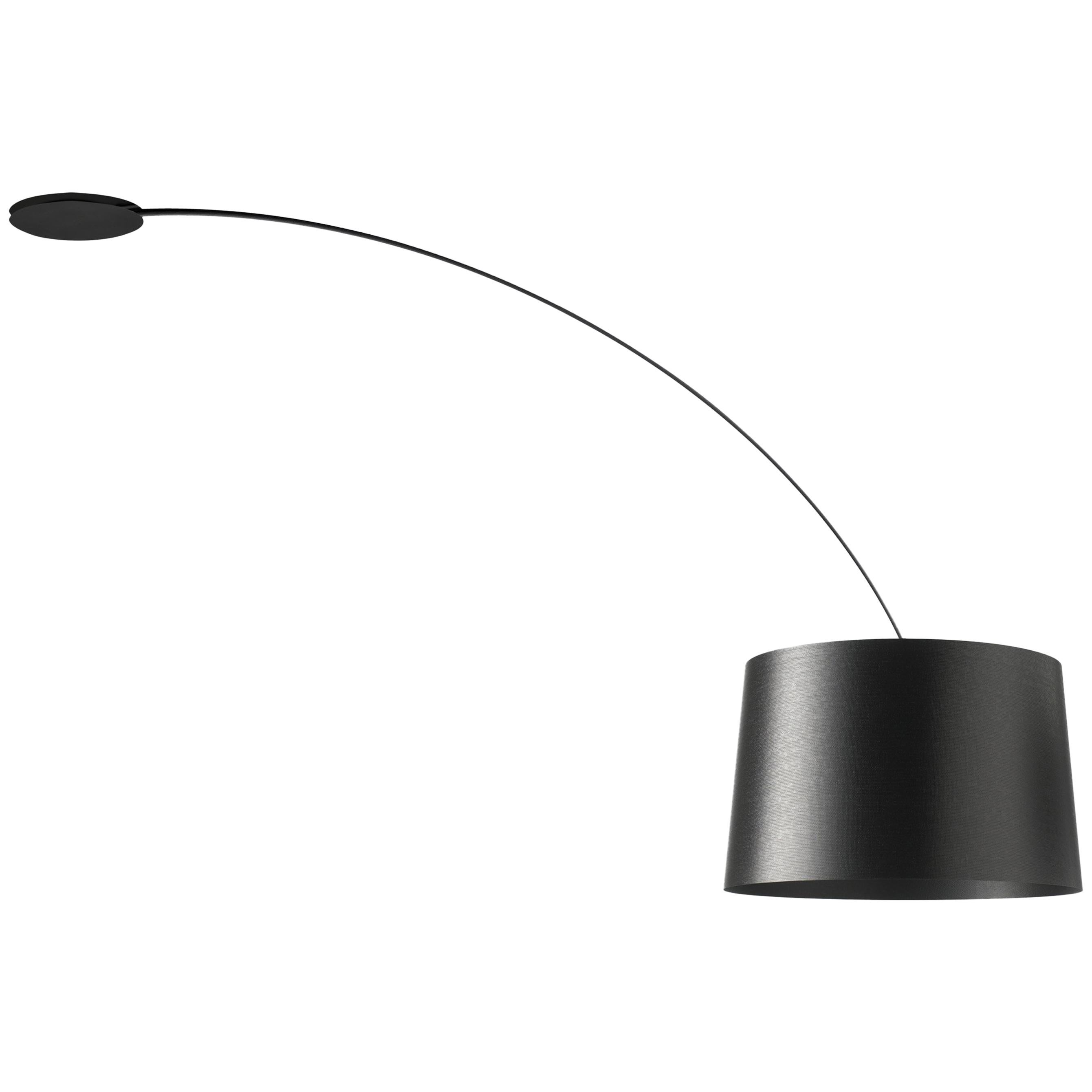 Ceiling lamp with arm, with direct and indirect light. Diffuser and rod made of fiberglass based composite material and liquid coated. Translucent polycarbonate upper di user disc, PMMA lower di user disc with polyprismatic internal surface. Epoxy