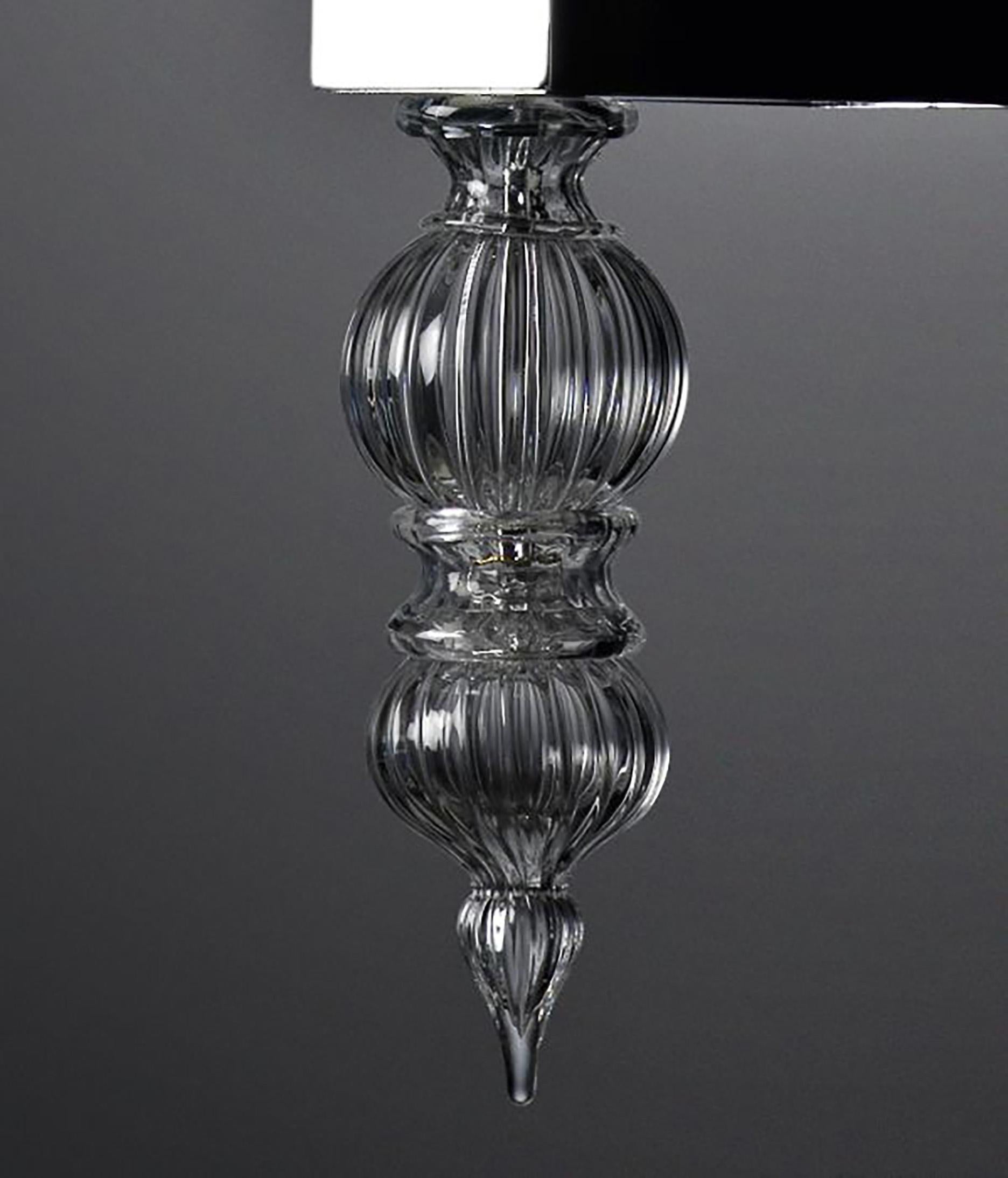 Glass Fosfato Mazzega 1946 linear chandelier