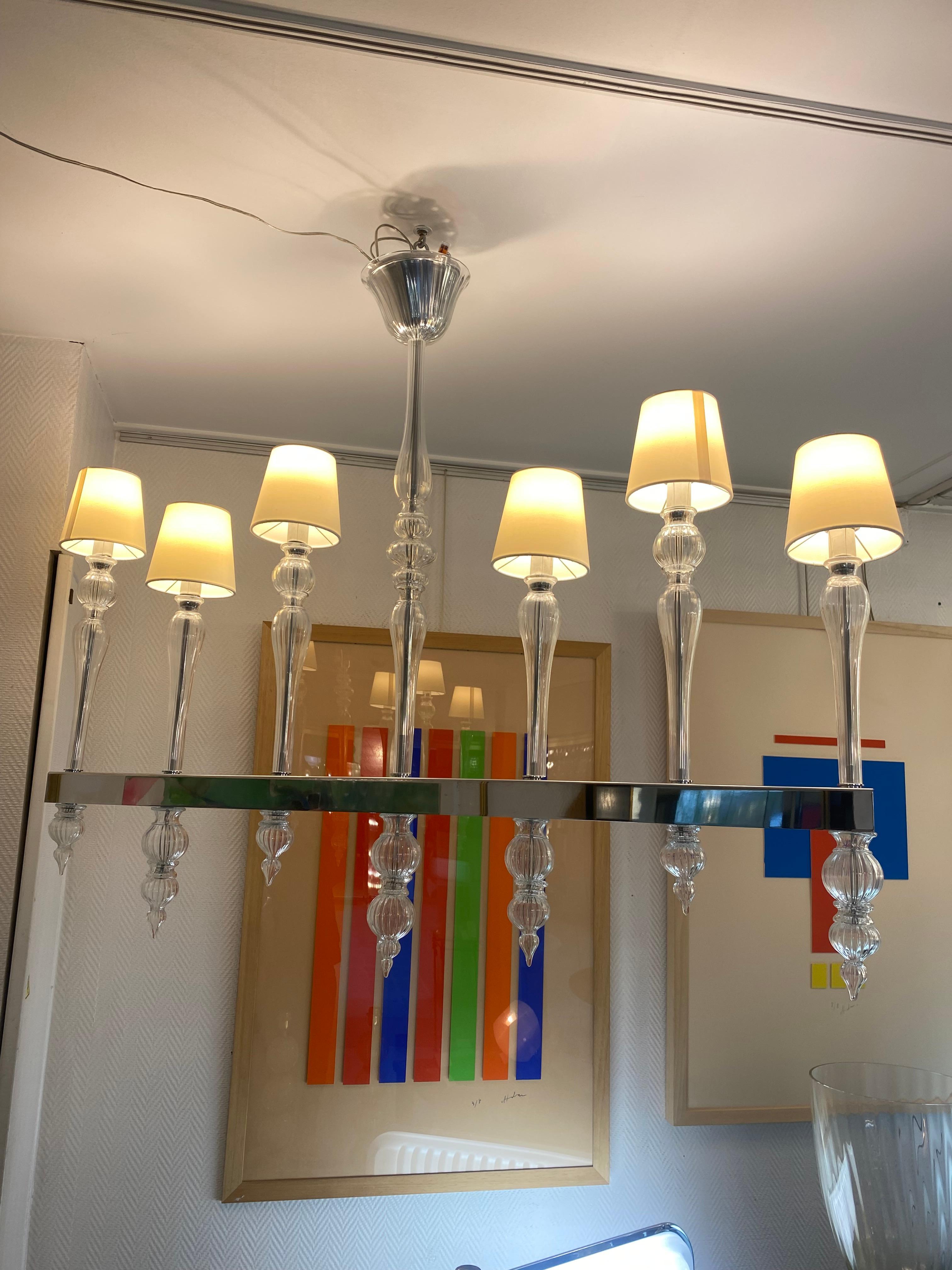 Fosfato Mazzega 1946 linear chandelier For Sale 1