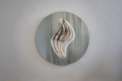Fossil Abyss I Wall Mirror in Alabaster & Grey Mirror Glass by Amarist Studio