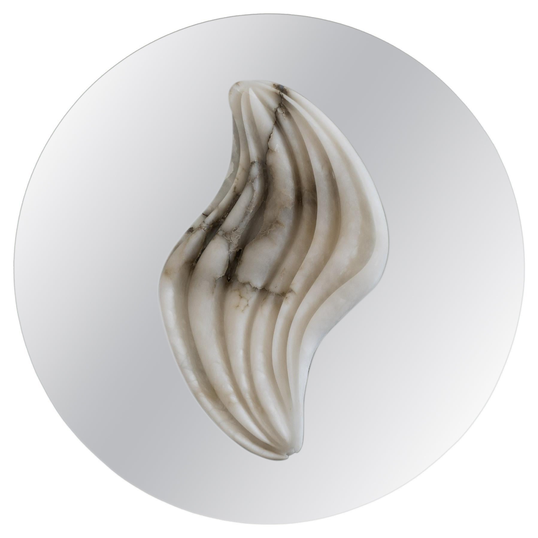 Fossil Abyss I Wall Mirror in Alabaster 
Grey Mirror Glass by Amarist Studio