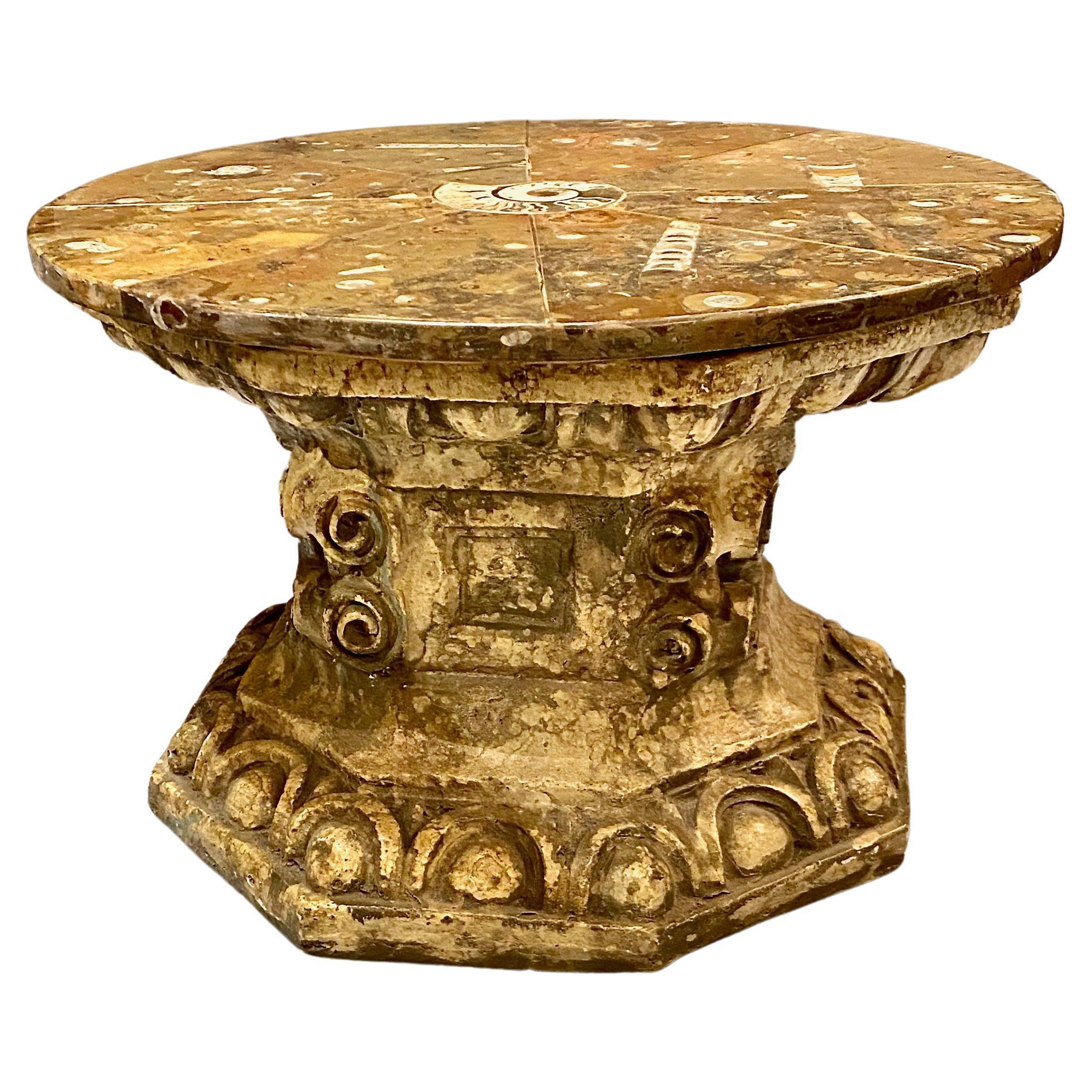 Fossil Ammonite Tony Duquette Inspired Coffee Table For Sale