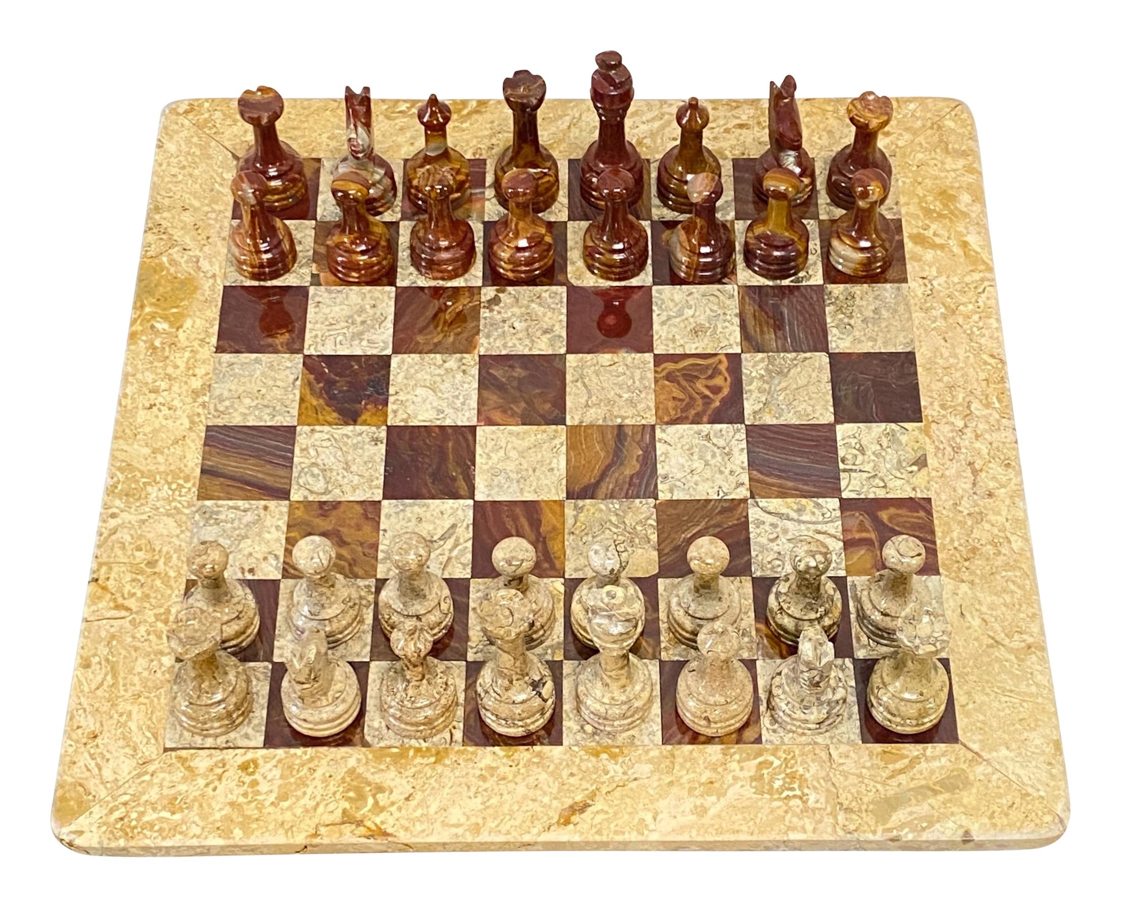hochwertiges schachspiel stein
