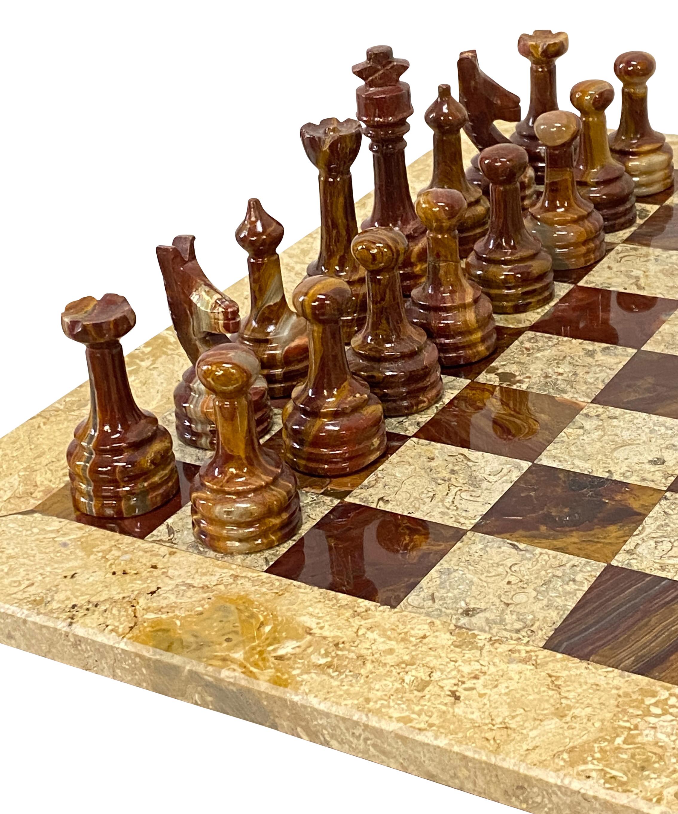 Fossil und Stone Schach Brettspiel im Zustand „Gut“ in San Francisco, CA