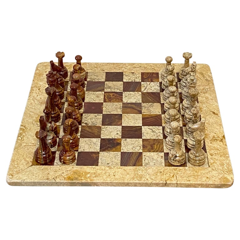 Fossil and Stone Chess Board Game For Sale at 1stDibs