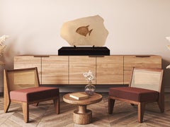 Fossil Bony Fish on Custom Walnut Base, Cretaceous