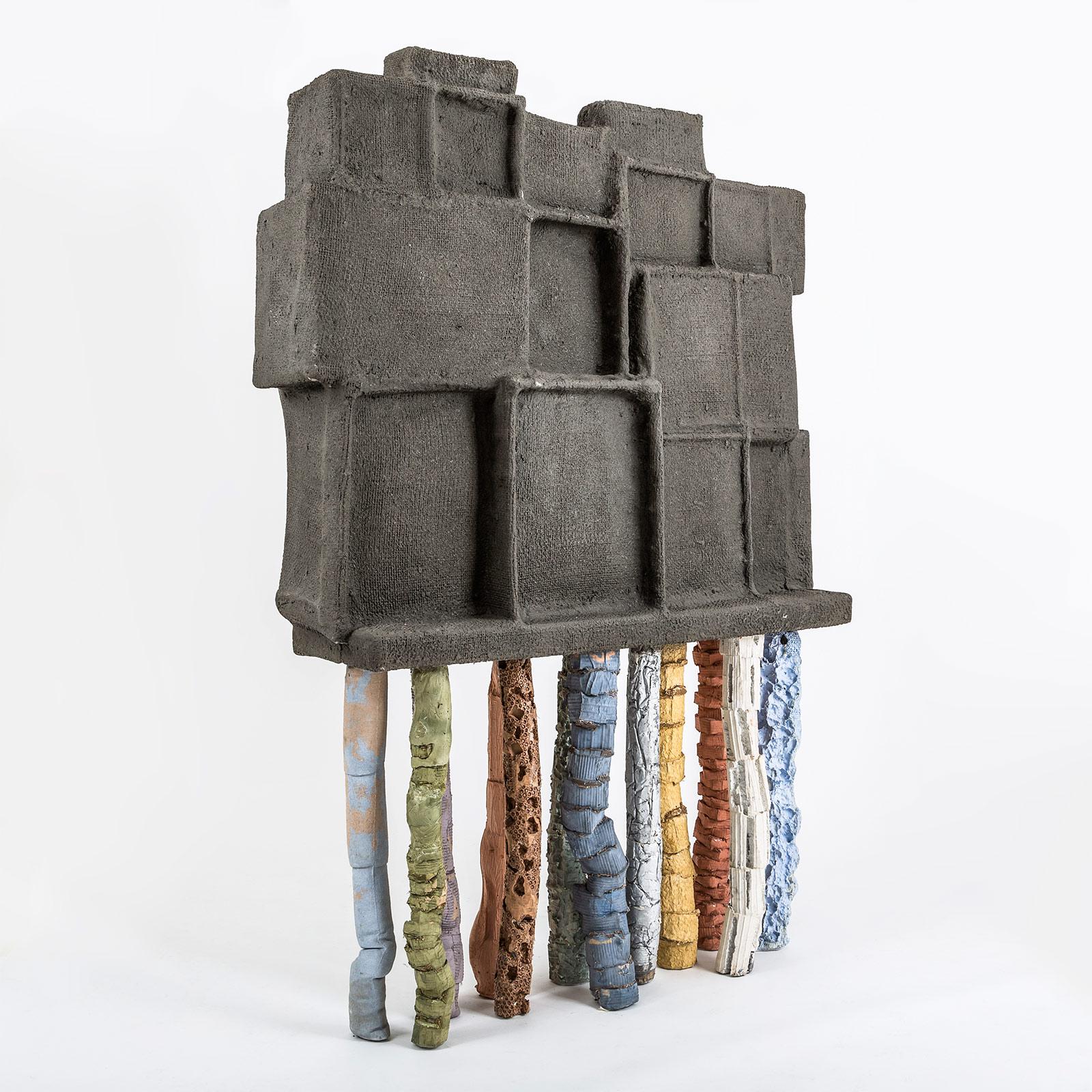 Modern Fossil Cabinet in Concrete and Multicolor Paper by Nacho Carbonell For Sale