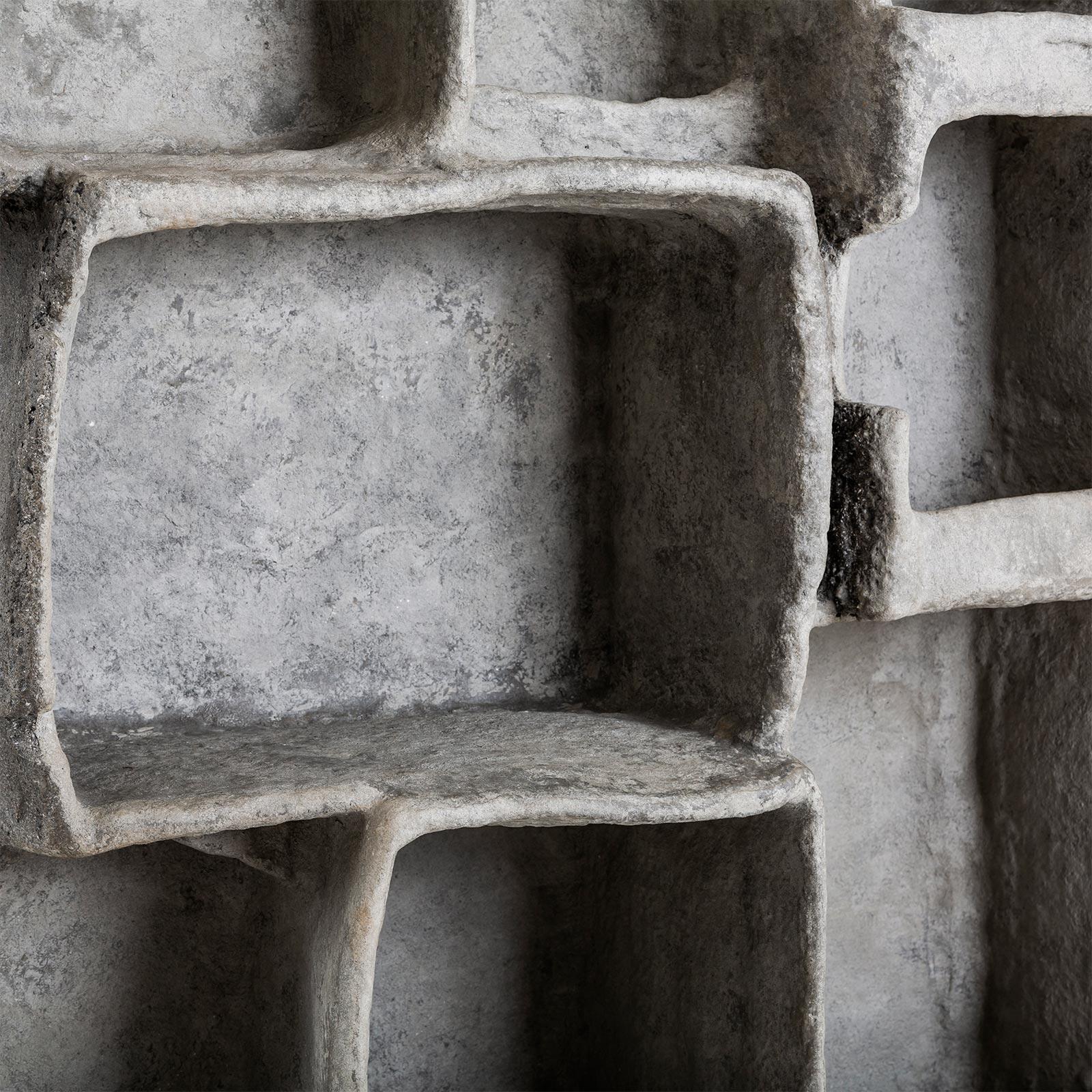 Contemporary Fossil Cabinet in Concrete and Multicolor Paper by Nacho Carbonell
