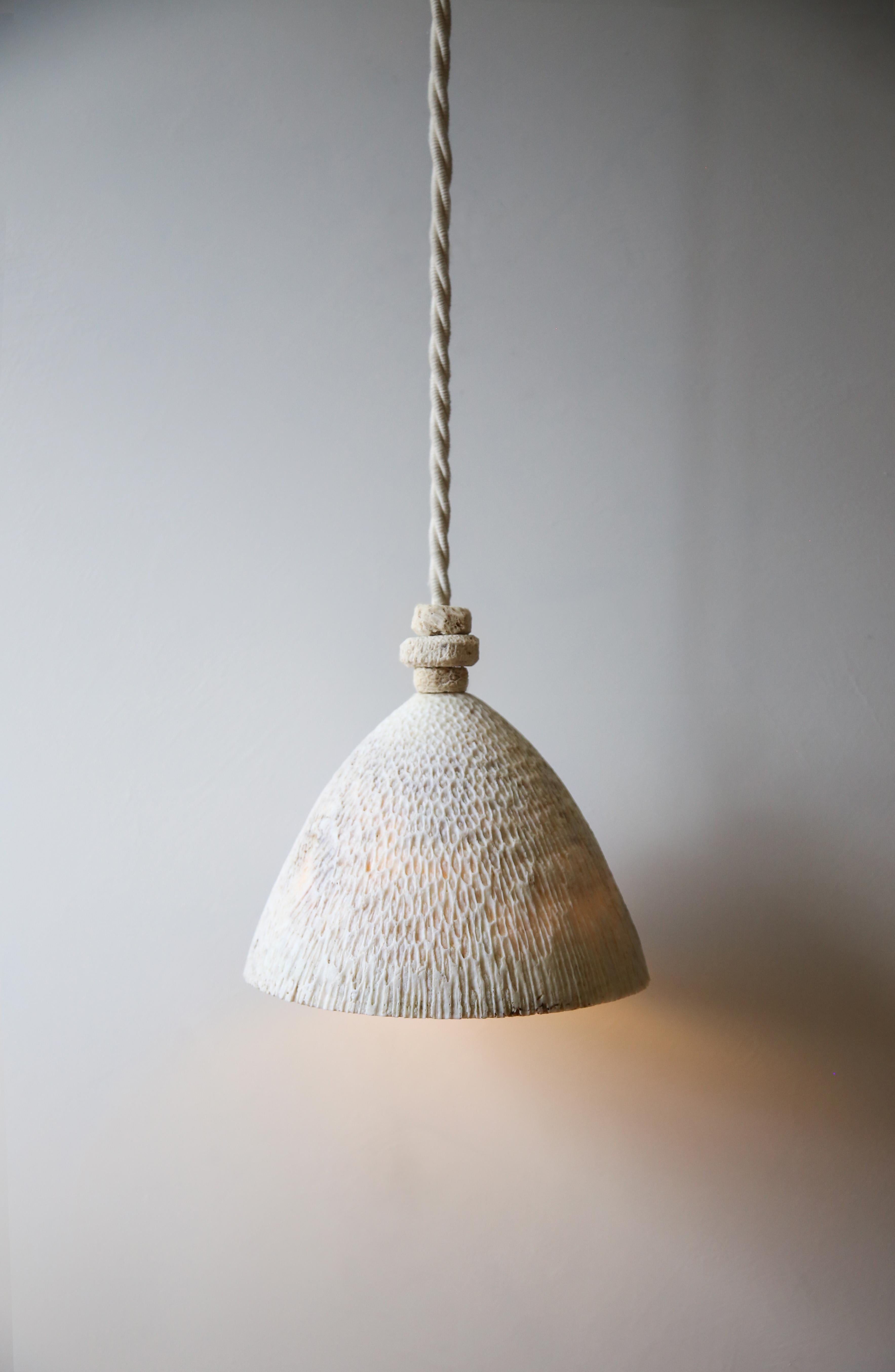 Fossil Coral Hanging Pendant - Cone (L) - Hand-Crafted Ethical Chic Relic In New Condition For Sale In Newrybar, NSW