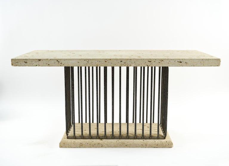Fossil Embedded Stone and Rebar Table For Sale at 1stDibs